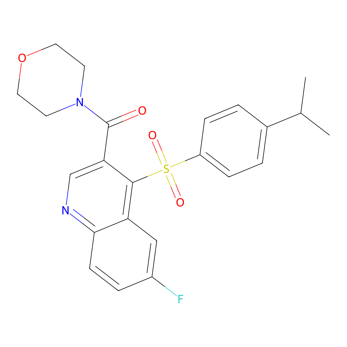 (6-Fluoro-4-((4-isopropylphenyl)sulfonyl)quinolin-3-yl)(morpholino)methanone molecular structure, CAS 1111164-69-2