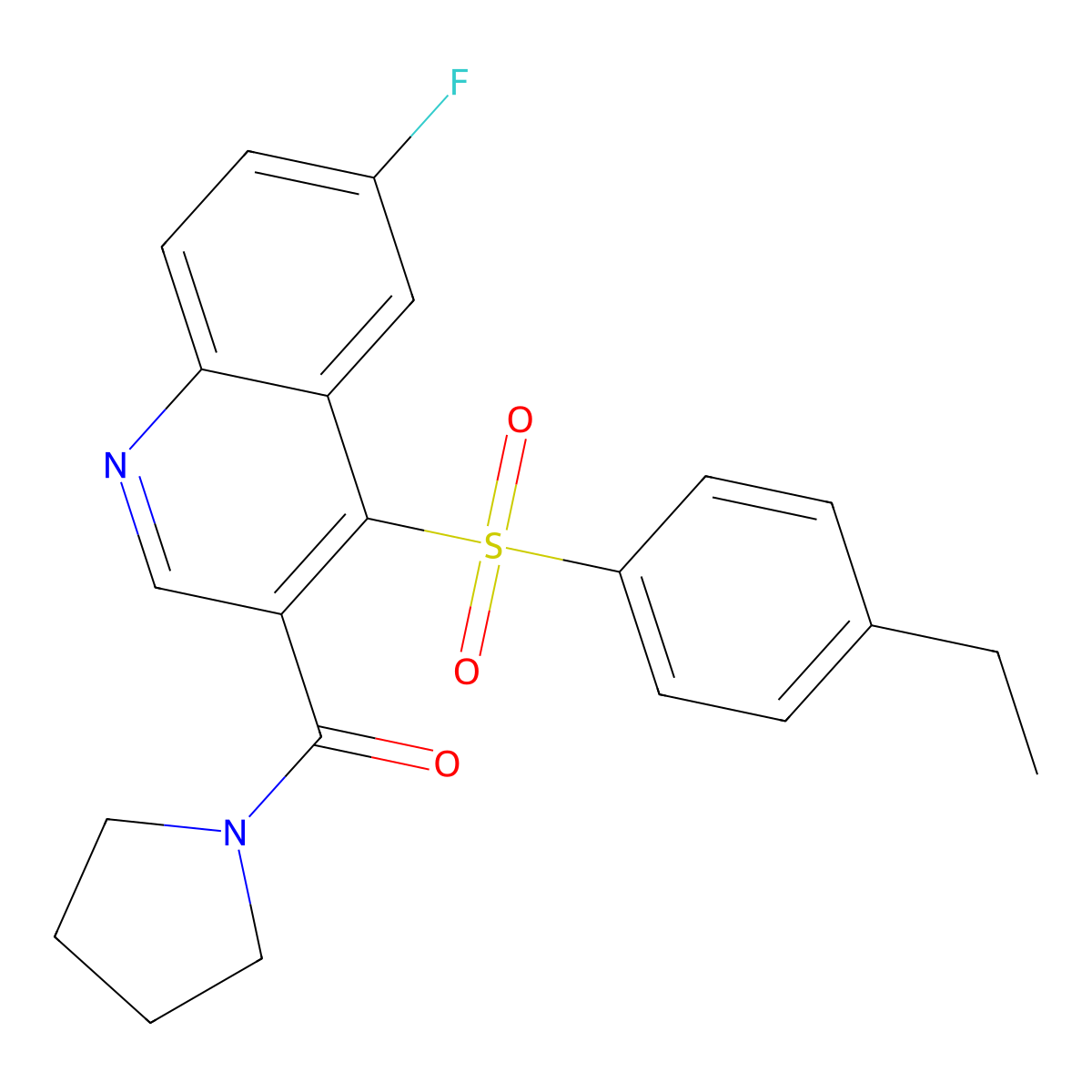 4-(4-Ethylbenzenesulfonyl)-6-fluoro-3-(pyrrolidine-1-carbonyl)quinoline molecular structure, CAS 1111164-76-1