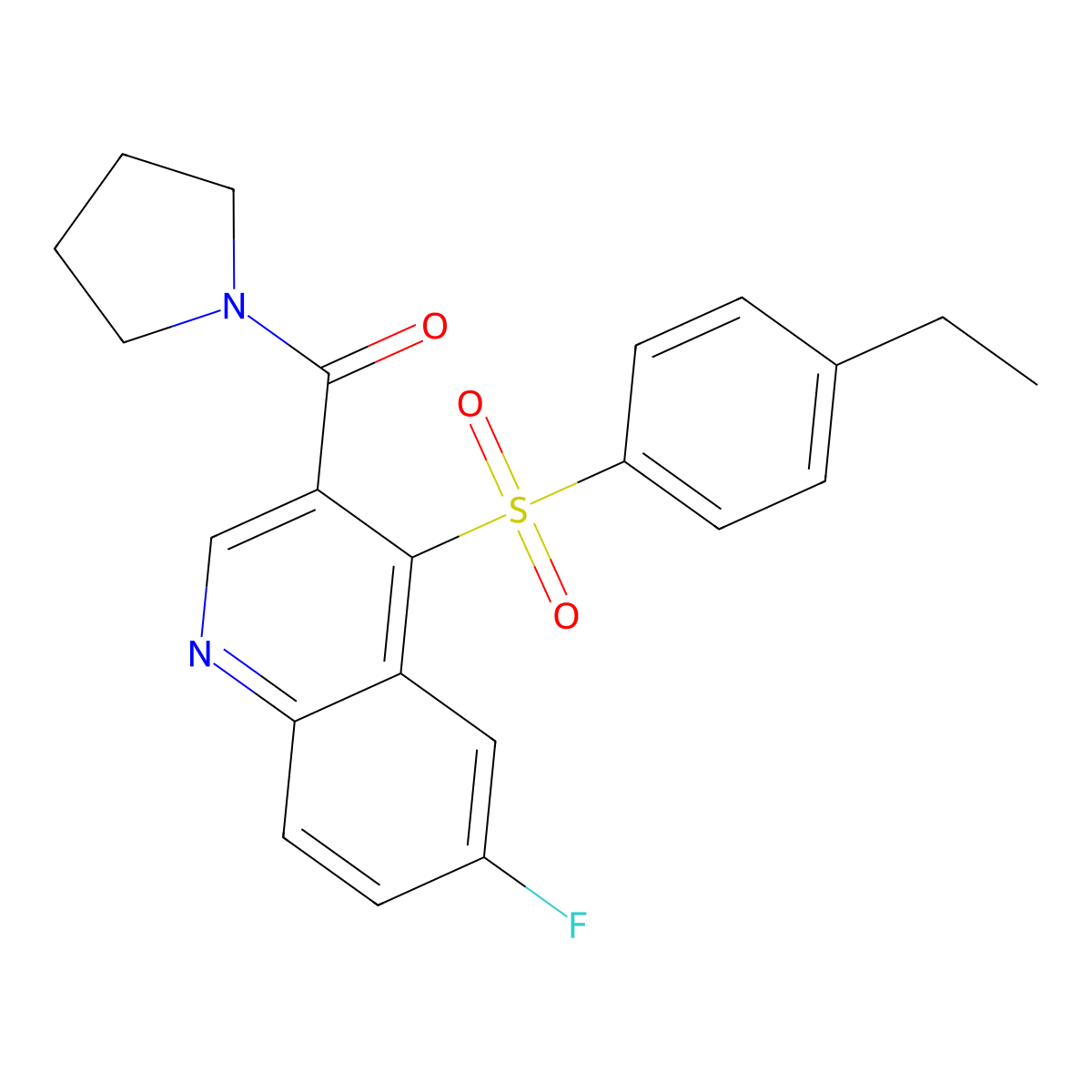4-(4-Ethylbenzenesulfonyl)-6-fluoro-3-(pyrrolidine-1-carbonyl)quinoline molecular structure, CAS 1111164-76-1