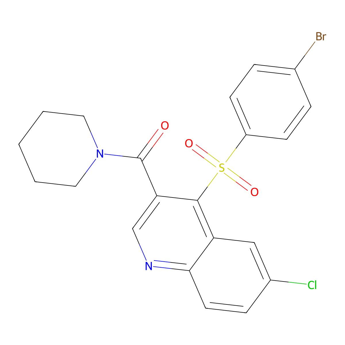 4-(4-Bromobenzenesulfonyl)-6-chloro-3-(piperidine-1-carbonyl)quinoline molecular structure, CAS 1111164-80-7