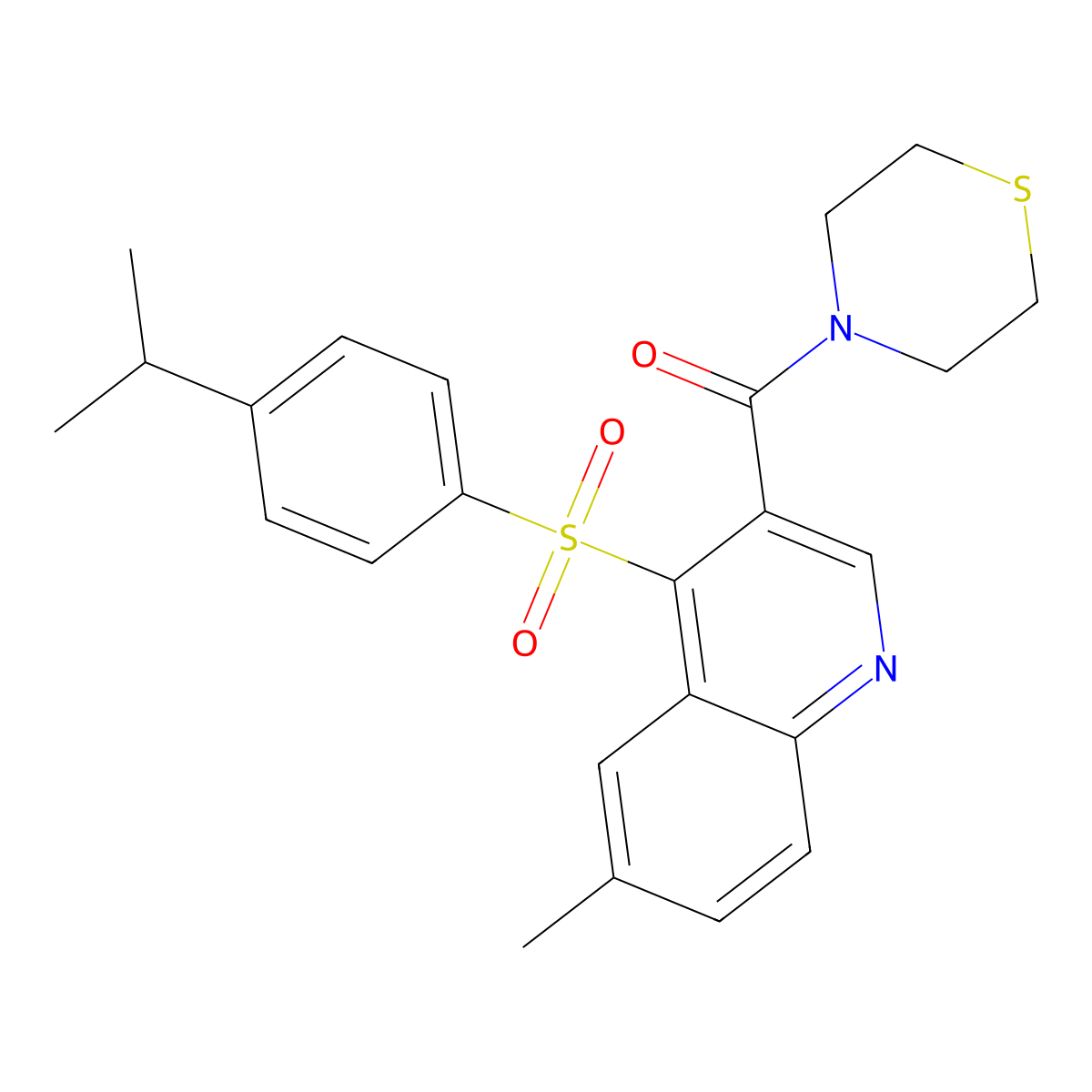 (4-((4-Isopropylphenyl)sulfonyl)-6-methylquinolin-3-yl)(thiomorpholino)methanone molecular structure, CAS 1111164-88-5