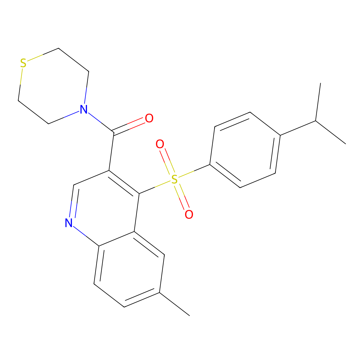 (4-((4-Isopropylphenyl)sulfonyl)-6-methylquinolin-3-yl)(thiomorpholino)methanone molecular structure, CAS 1111164-88-5
