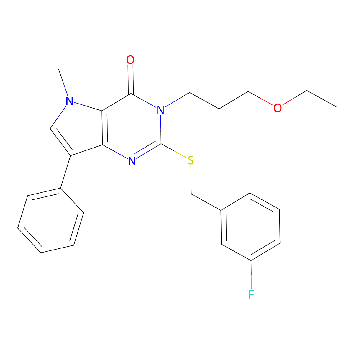 3-(3-ethoxypropyl)-2-((3-fluorobenzyl)thio)-5-methyl-7-phenyl-3H-pyrrolo[3,2-d]pyrimidin-4(5H)-one molecular structure, CAS 1111170-72-9