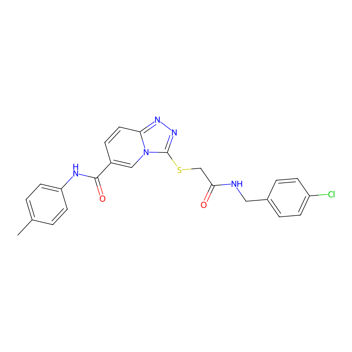 3-[({[(4-chlorophenyl)methyl]carbamoyl}methyl)sulfanyl]-N-(4-methylphenyl)-[1,2,4]triazolo[4,3-a]pyridine-6-carboxamide molecular structure, CAS 1111170-92-3
