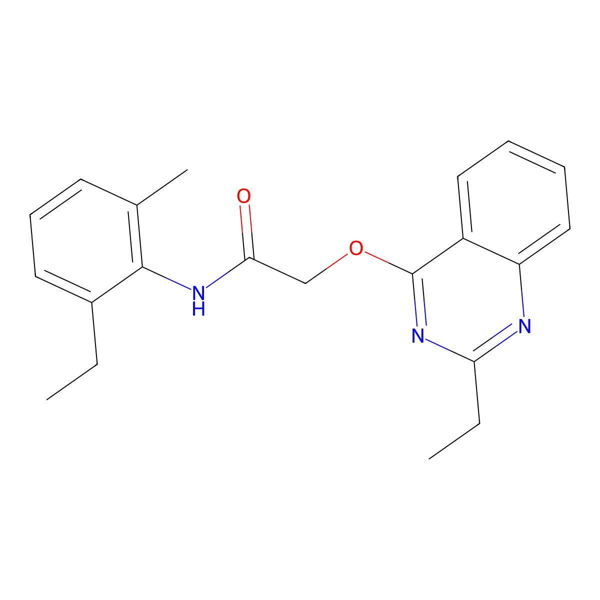 N-(2-ethyl-6-methylphenyl)-2-[(2-ethylquinazolin-4-yl)oxy]acetamide molecular structure, CAS 1111174-88-9