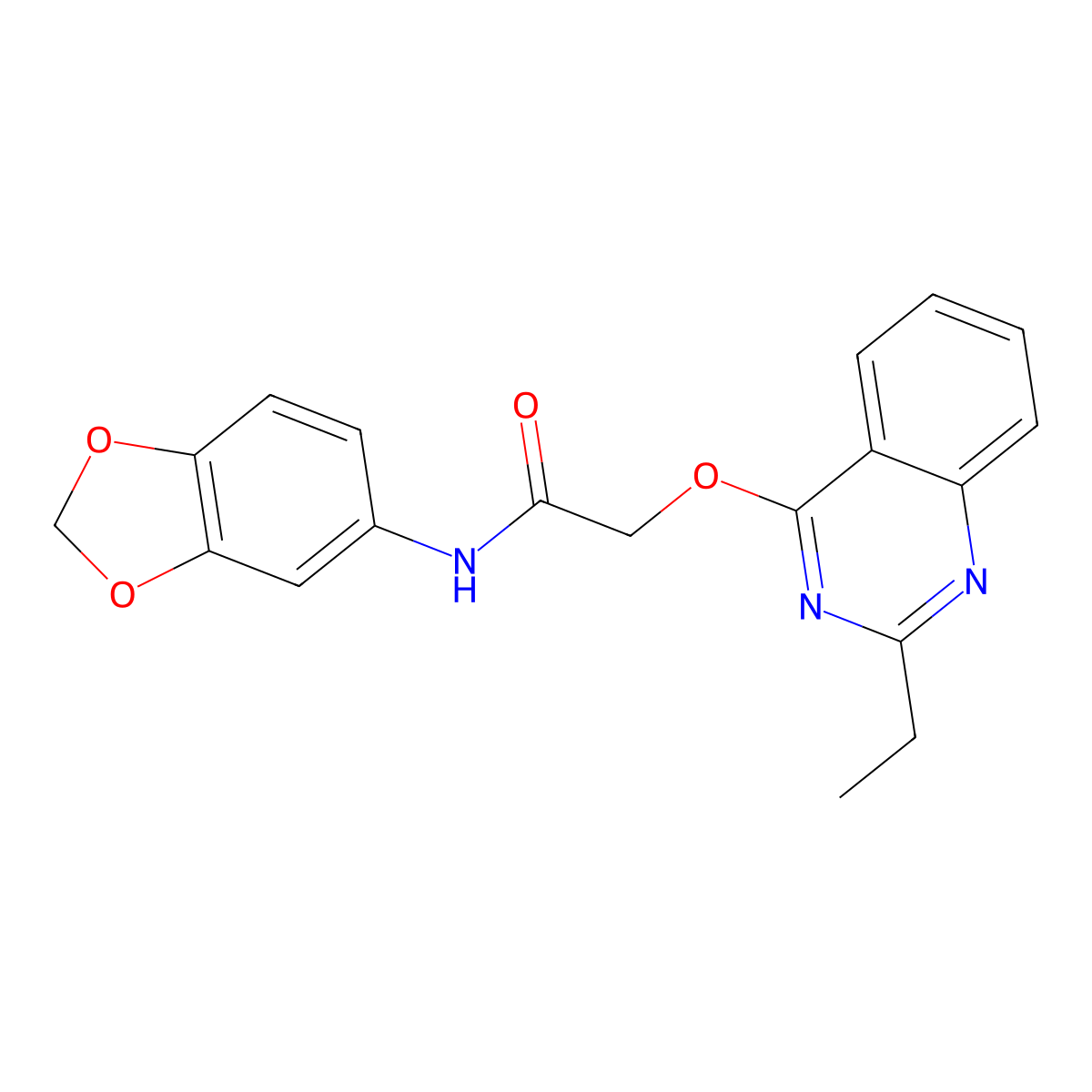 N-(1,3-benzodioxol-5-yl)-2-[(2-ethylquinazolin-4-yl)oxy]acetamide molecular structure, CAS 1111174-90-3