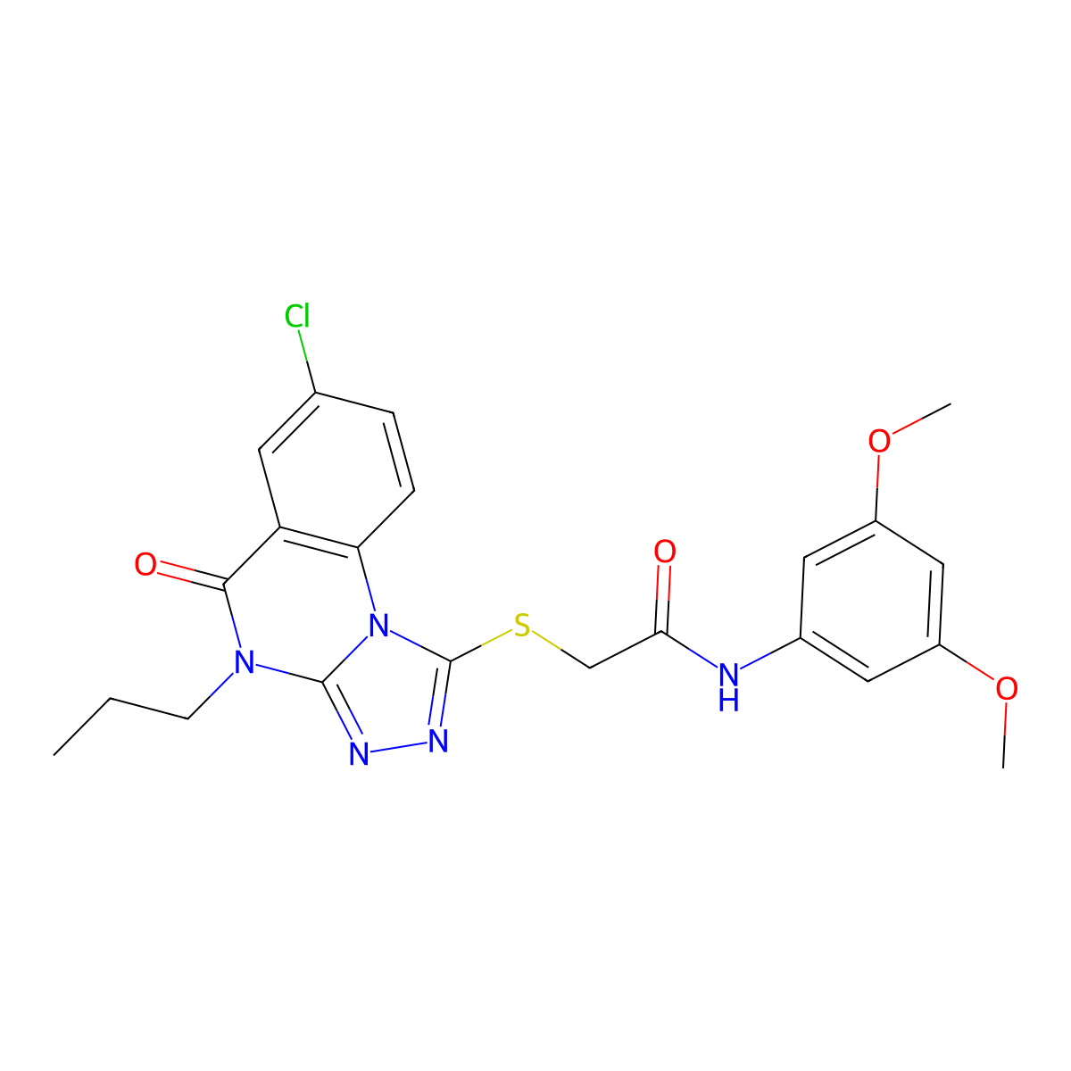 2-((7-chloro-5-oxo-4-propyl-4,5-dihydro-[1,2,4]triazolo[4,3-a]quinazolin-1-yl)thio)-N-(3,5-dimethoxyphenyl)acetamide molecular structure, CAS 1111176-11-4