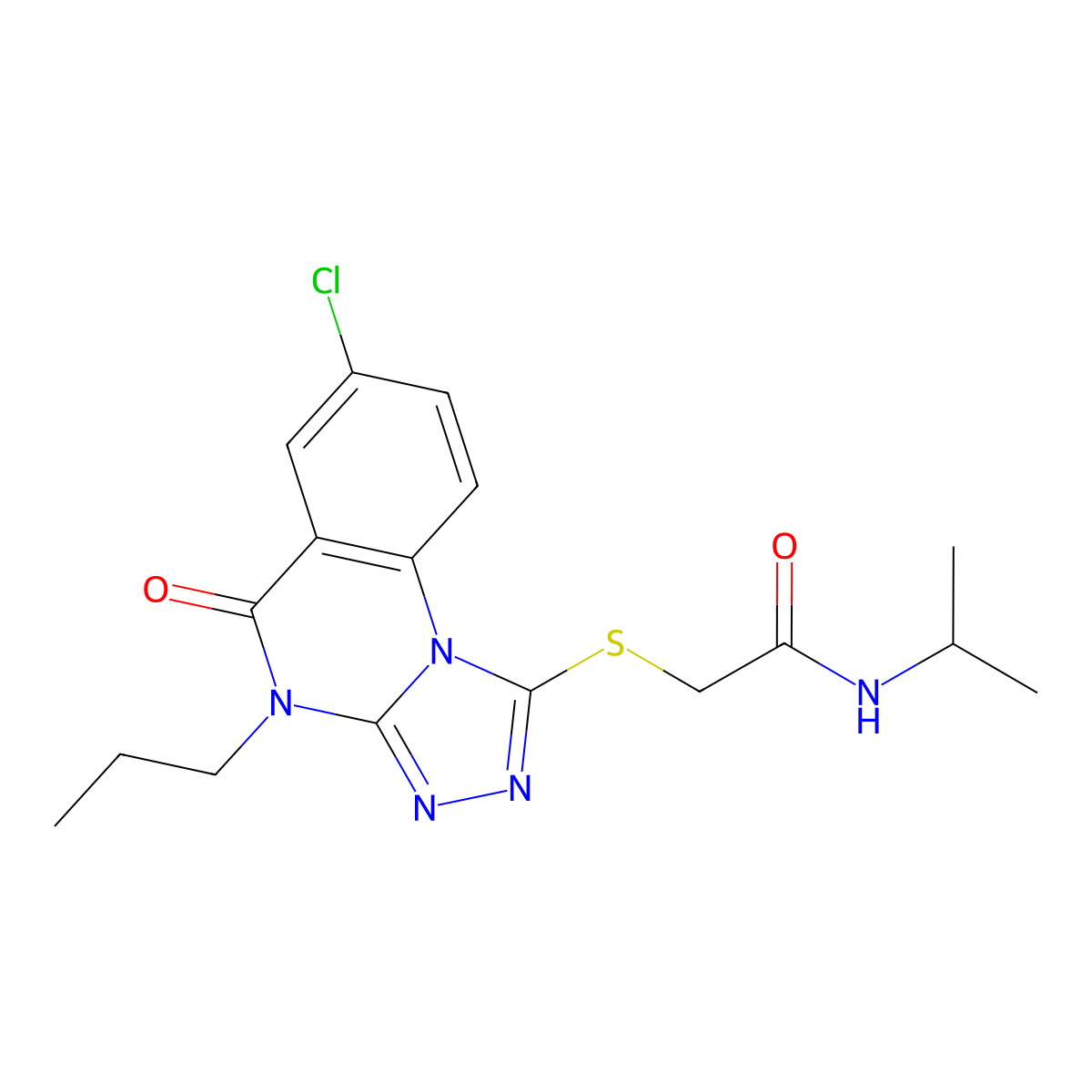 2-((7-chloro-5-oxo-4-propyl-4,5-dihydro-[1,2,4]triazolo[4,3-a]quinazolin-1-yl)thio)-N-isopropylacetamide molecular structure, CAS 1111176-12-5