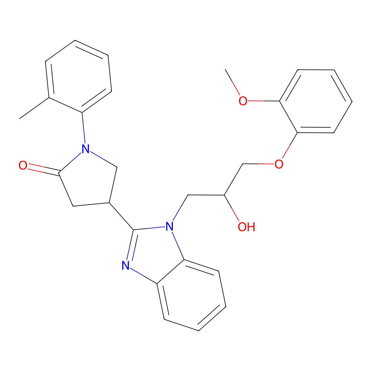 4-(1-(2-hydroxy-3-(2-methoxyphenoxy)propyl)-1H-benzo[d]imidazol-2-yl)-1-(o-tolyl)pyrrolidin-2-one molecular structure, CAS 1111182-63-8