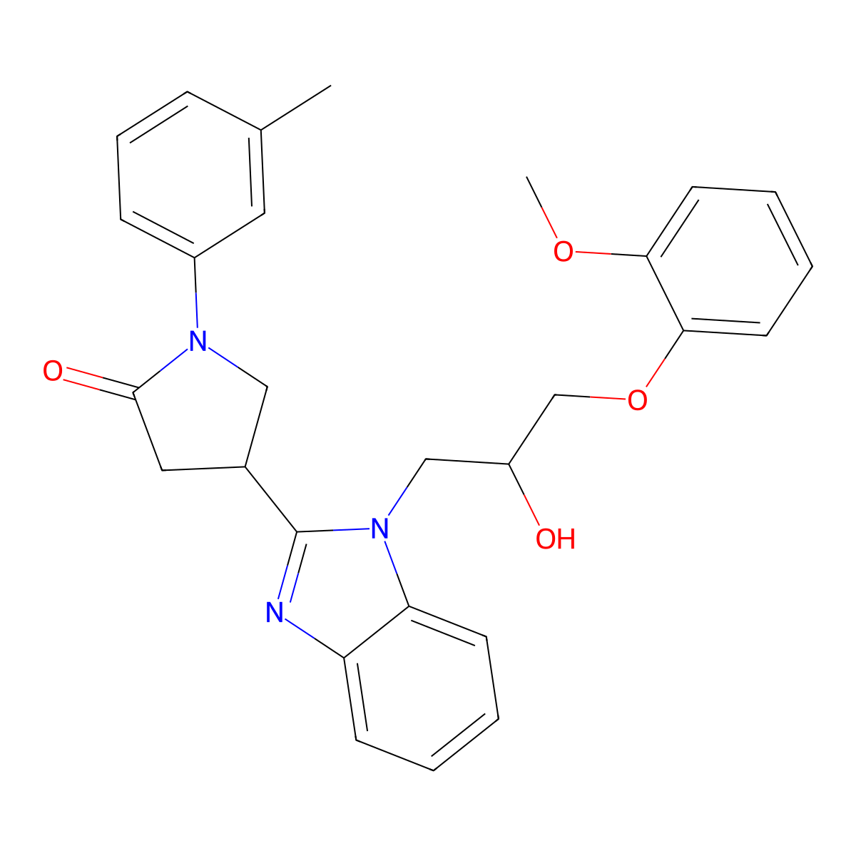 4-(1-(2-hydroxy-3-(2-methoxyphenoxy)propyl)-1H-benzo[d]imidazol-2-yl)-1-(m-tolyl)pyrrolidin-2-one molecular structure, CAS 1111182-66-1