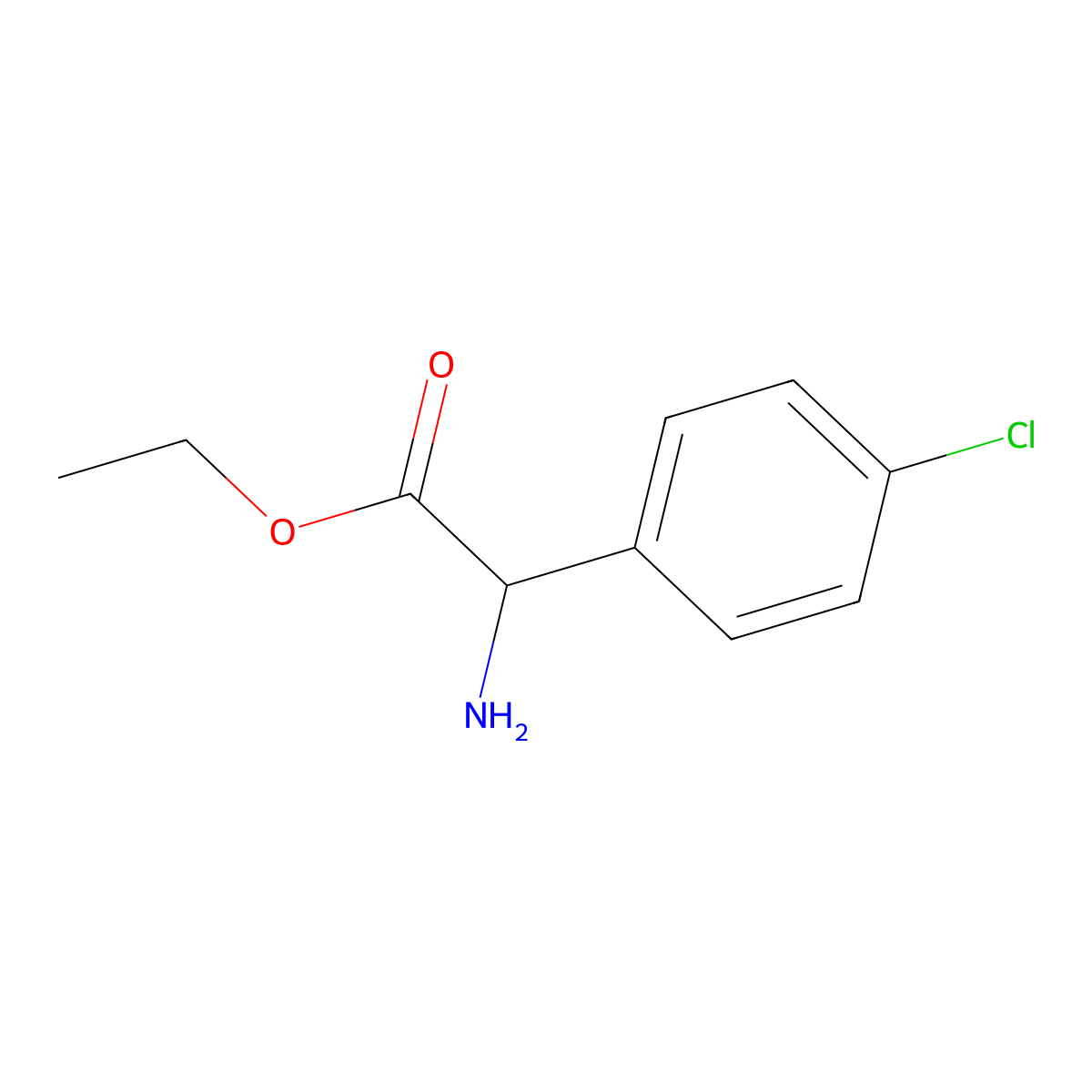 ethyl (2R)-2-amino-2-(4-chlorophenyl)acetate molecular structure, CAS 1111182-81-0