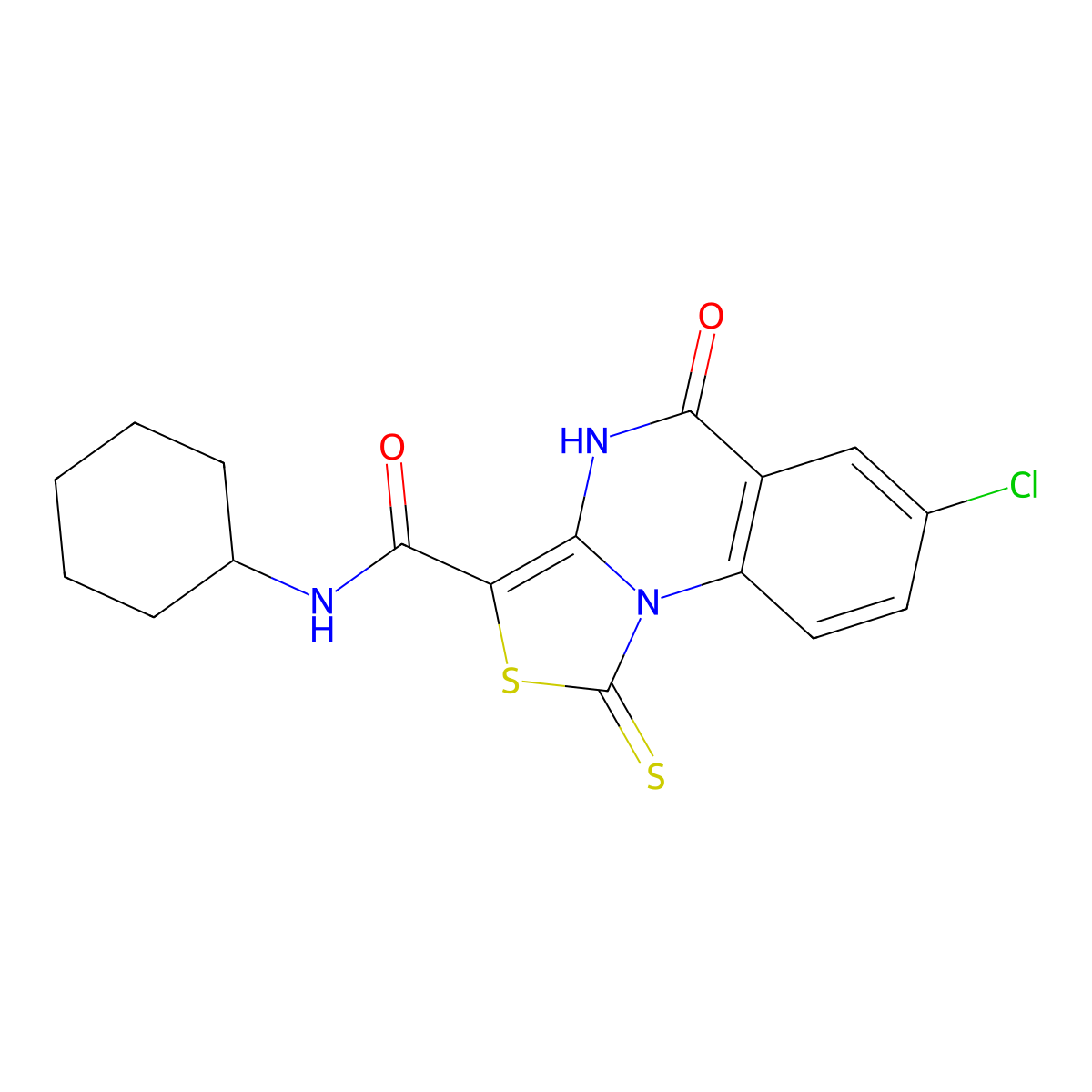 7-chloro-N-cyclohexyl-5-oxo-1-thioxo-4,5-dihydro-1H-thiazolo[3,4-a]quinazoline-3-carboxamide molecular structure, CAS 1111183-95-9