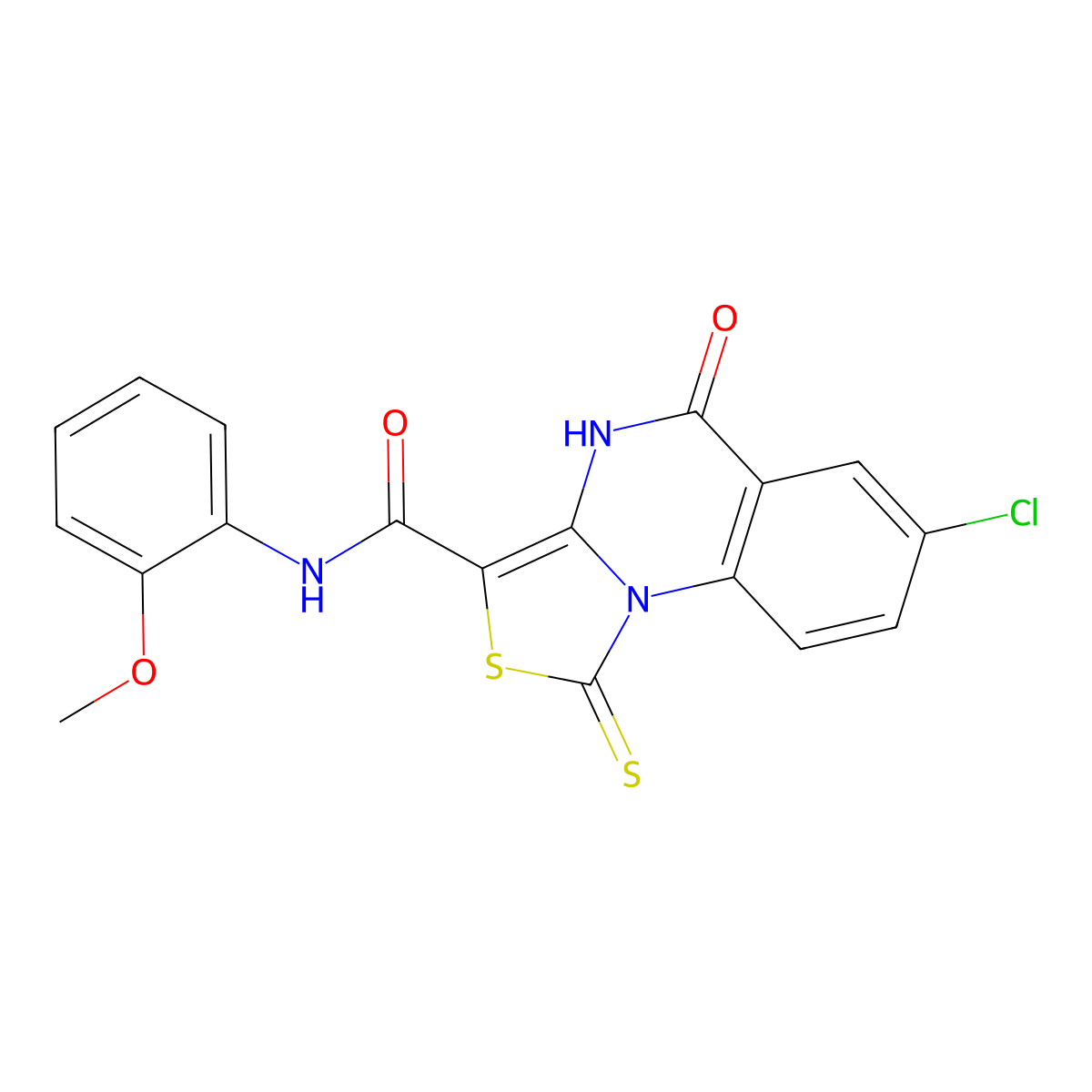 7-chloro-N-(2-methoxyphenyl)-5-oxo-1-thioxo-4,5-dihydro-1H-thiazolo[3,4-a]quinazoline-3-carboxamide molecular structure, CAS 1111183-98-2