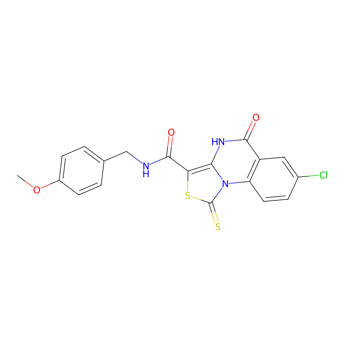 7-chloro-N-(4-methoxybenzyl)-5-oxo-1-thioxo-4,5-dihydro-1H-thiazolo[3,4-a]quinazoline-3-carboxamide molecular structure, CAS 1111184-03-2