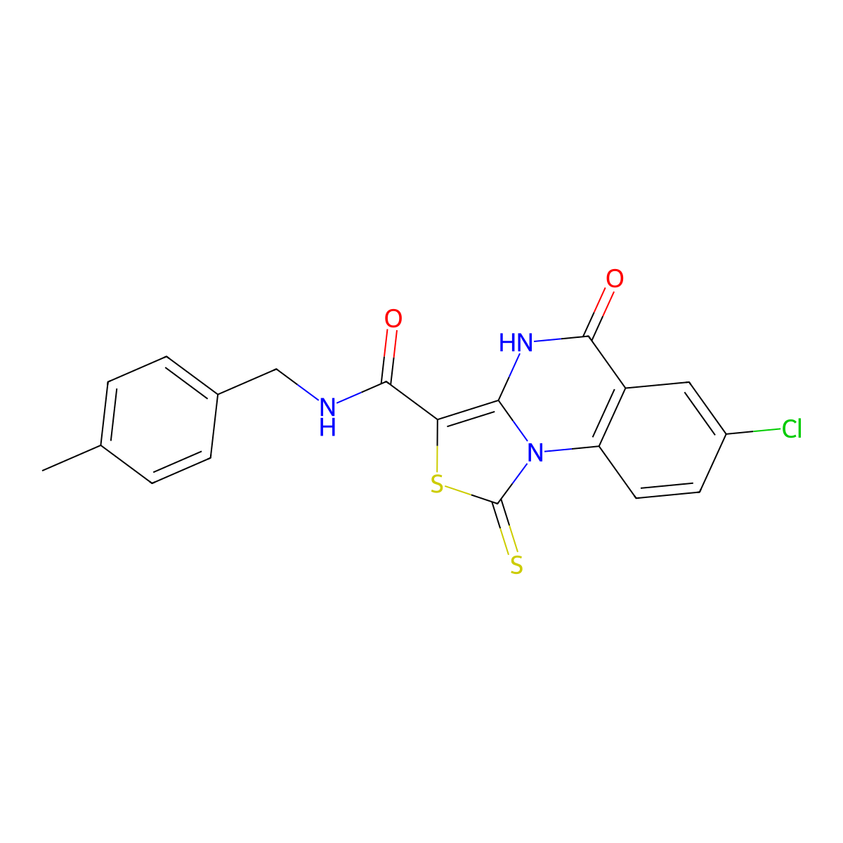 7-chloro-N-(4-methylbenzyl)-5-oxo-1-thioxo-4,5-dihydro-1H-thiazolo[3,4-a]quinazoline-3-carboxamide molecular structure, CAS 1111184-05-4