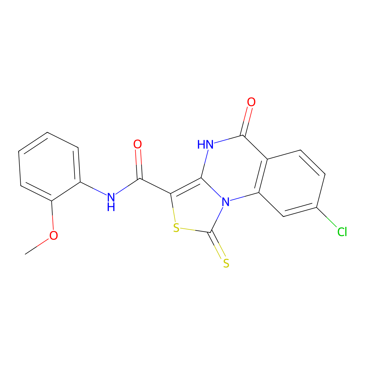 8-chloro-N-(2-methoxyphenyl)-5-oxo-1-thioxo-4,5-dihydro-1H-thiazolo[3,4-a]quinazoline-3-carboxamide molecular structure, CAS 1111184-13-4