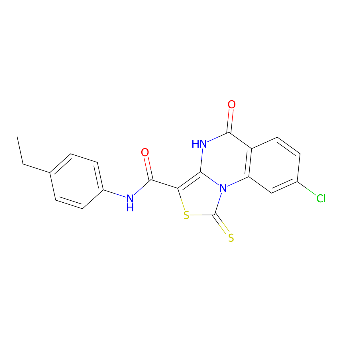 8-chloro-N-(4-ethylphenyl)-5-oxo-1-thioxo-4,5-dihydro-1H-thiazolo[3,4-a]quinazoline-3-carboxamide molecular structure, CAS 1111184-25-8