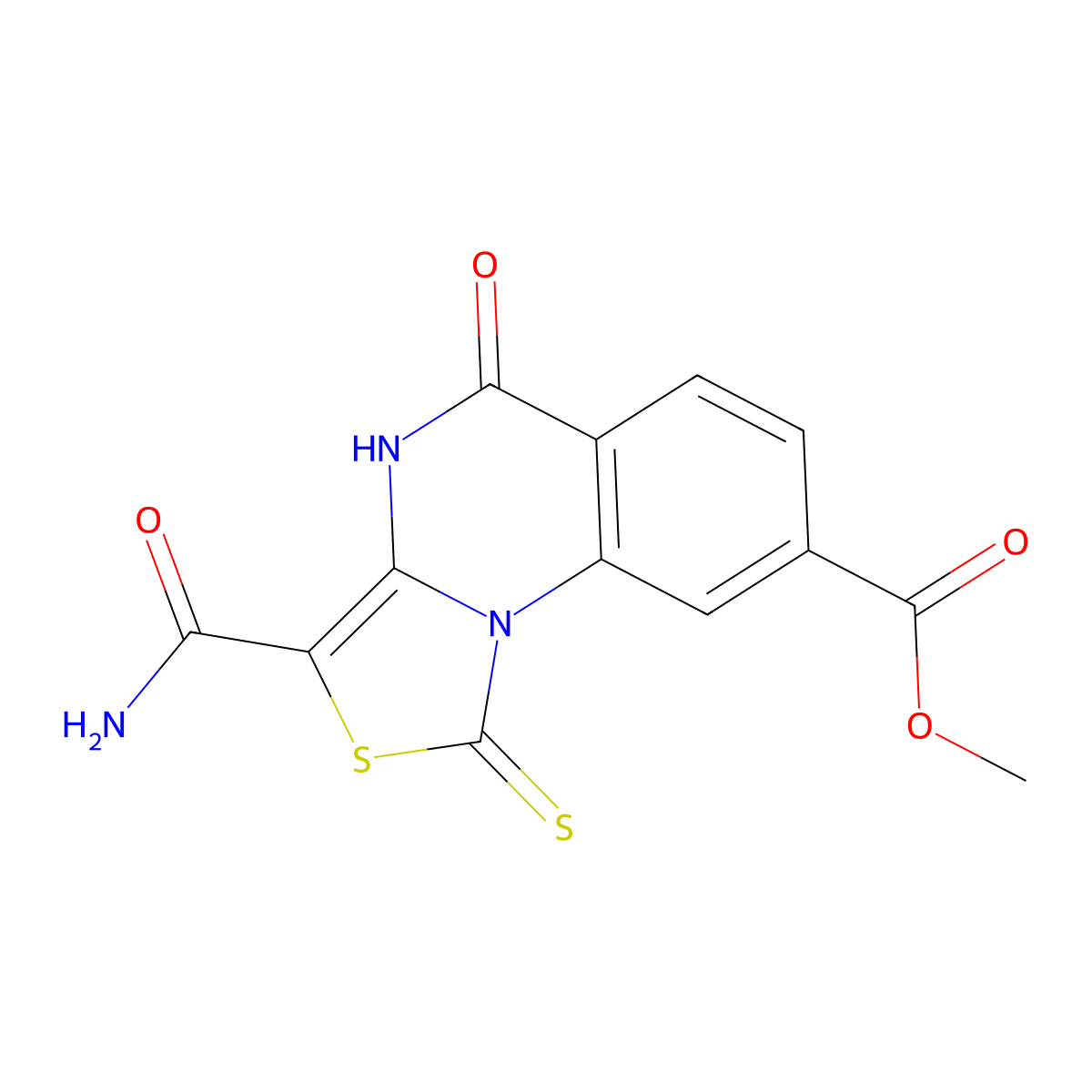 methyl 3-carbamoyl-5-oxo-1-sulfanylidene-1H,4H,5H-[1,3]thiazolo[3,4-a]quinazoline-8-carboxylate molecular structure, CAS 1111184-27-0