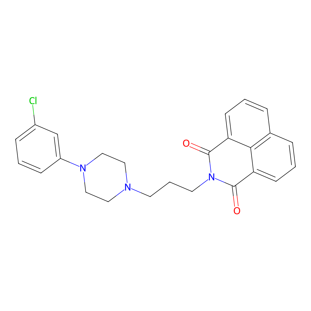 2-(3-(4-(3-chlorophenyl)piperazin-1-yl)propyl)-1H-benzo[de]isoquinoline-1,3(2H)-dione molecular structure, CAS 111119-19-8
