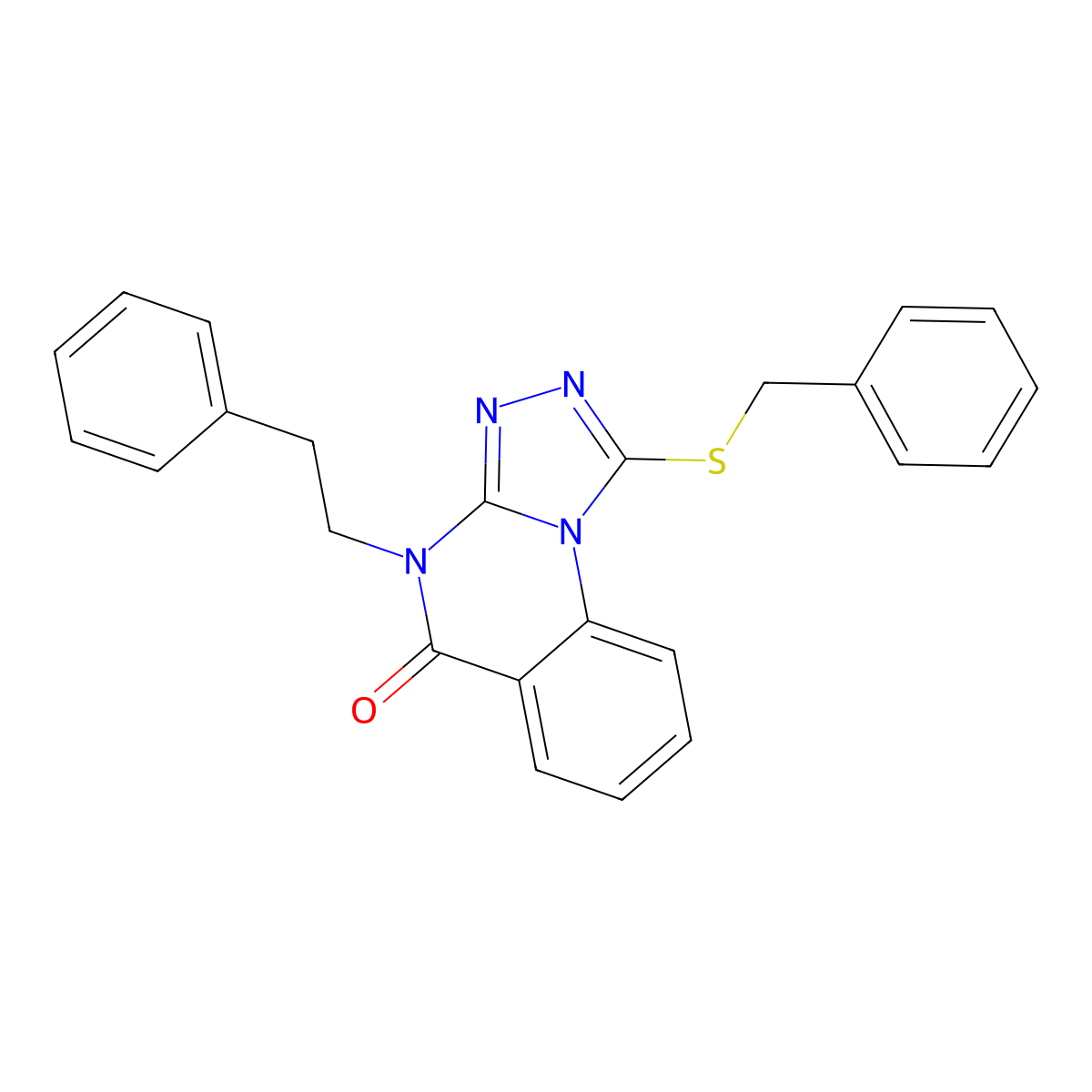 1-(benzylthio)-4-phenethyl-[1,2,4]triazolo[4,3-a]quinazolin-5(4H)-one molecular structure, CAS 1111196-73-6