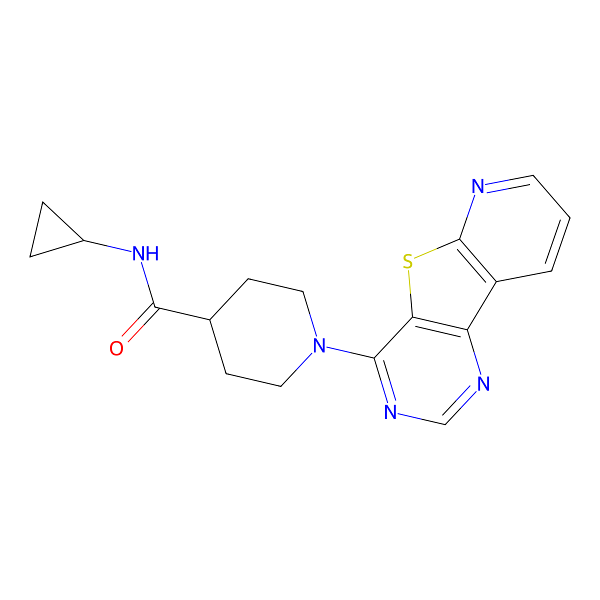 N-Cyclopropyl-1-(pyrido[3',2':4,5]thieno[3,2-D]pyrimidin-4-YL)-4-piperidinecarboxamide molecular structure, CAS 1111196-98-5