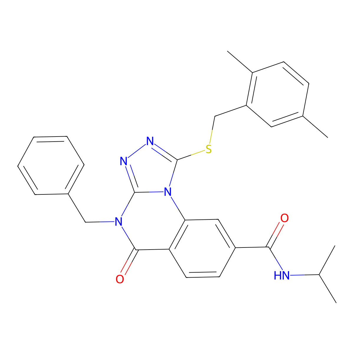 4-benzyl-1-{[(2,5-dimethylphenyl)methyl]sulfanyl}-5-oxo-N-(propan-2-yl)-4H,5H-[1,2,4]triazolo[4,3-a]quinazoline-8-carboxamide molecular structure, CAS 1111197-44-4
