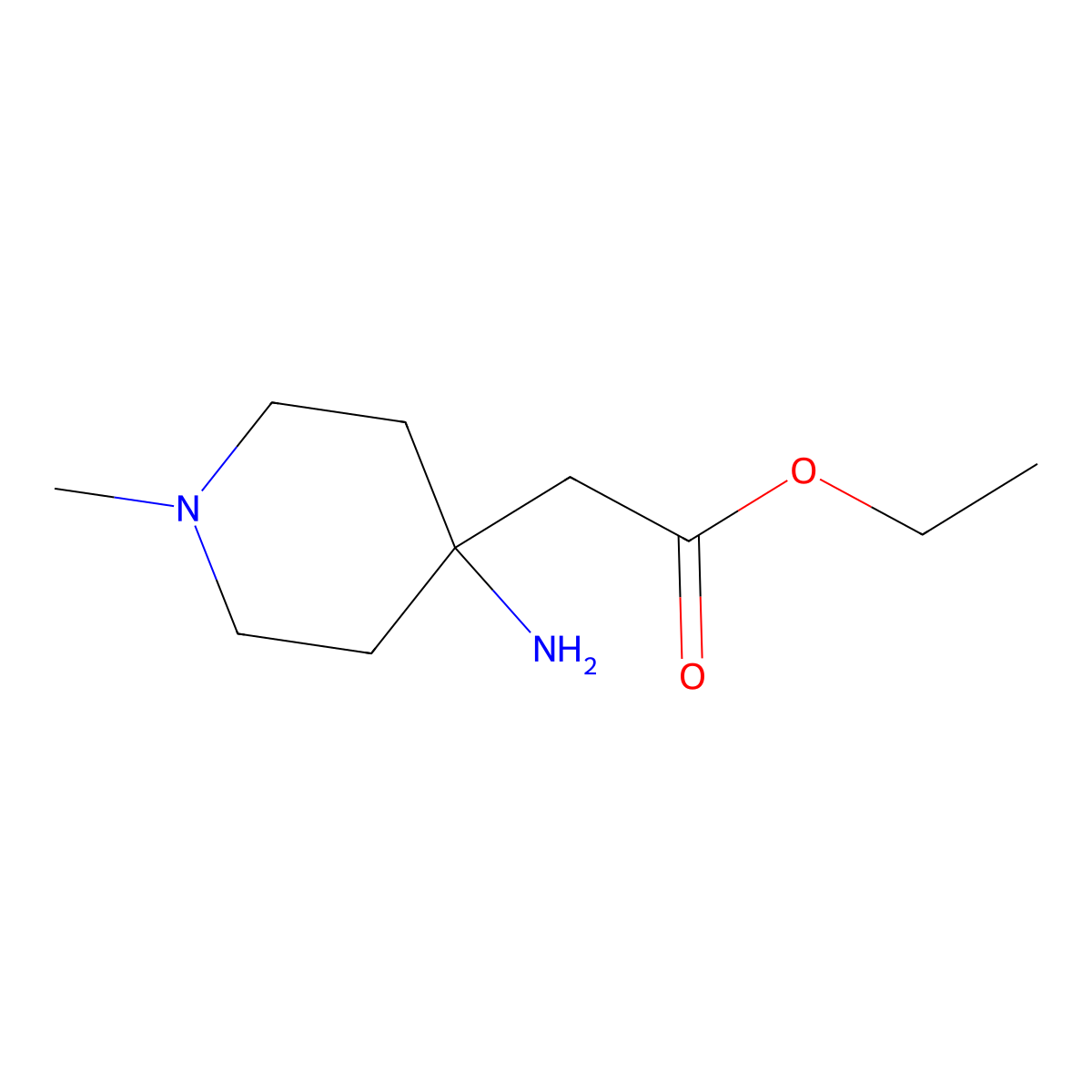 Ethyl 2-(4-amino-1-methylpiperidin-4-yl)acetate molecular structure, CAS 1111202-72-2