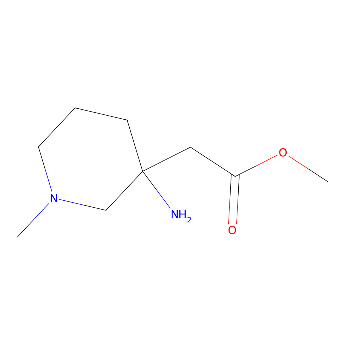 Methyl 2-(3-amino-1-methylpiperidin-3-yl)acetate molecular structure, CAS 1111203-64-5