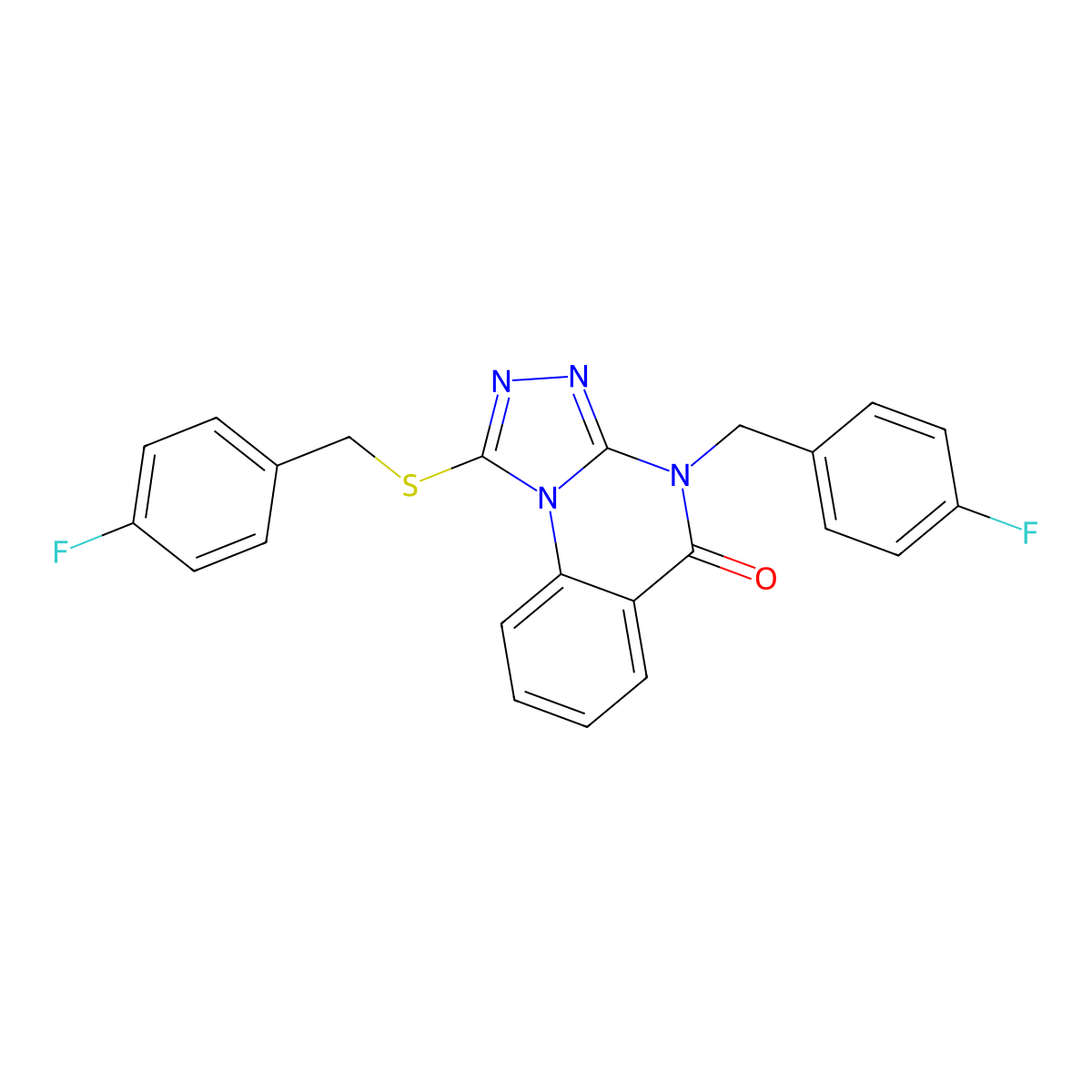 4-(4-fluorobenzyl)-1-[(4-fluorobenzyl)thio][1,2,4]triazolo[4,3-a]quinazolin-5(4H)-one molecular structure, CAS 1111210-06-0