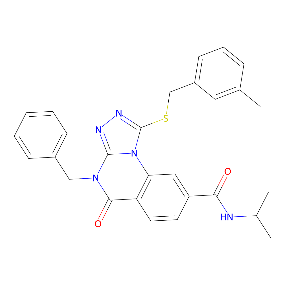 4-benzyl-1-{[(3-methylphenyl)methyl]sulfanyl}-5-oxo-N-(propan-2-yl)-4H,5H-[1,2,4]triazolo[4,3-a]quinazoline-8-carboxamide molecular structure, CAS 1111210-91-3