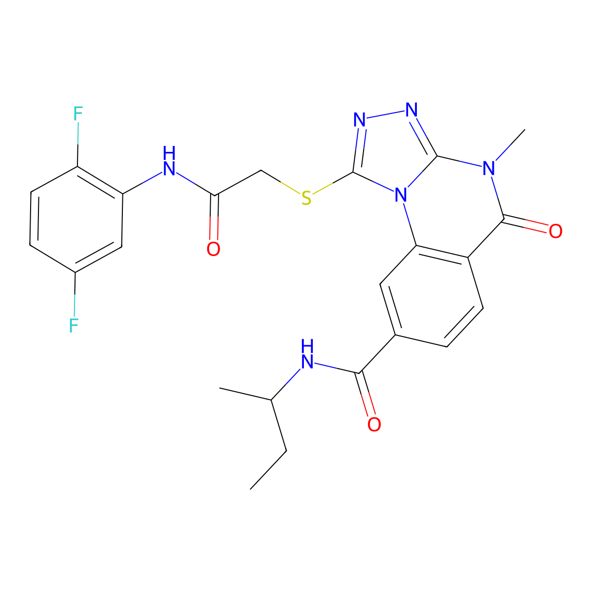 N-(sec-butyl)-1-((2-((2,5-difluorophenyl)amino)-2-oxoethyl)thio)-4-methyl-5-oxo-4,5-dihydro-[1,2,4]triazolo[4,3-a]quinazoline-8-carboxamide molecular structure, CAS 1111211-05-2