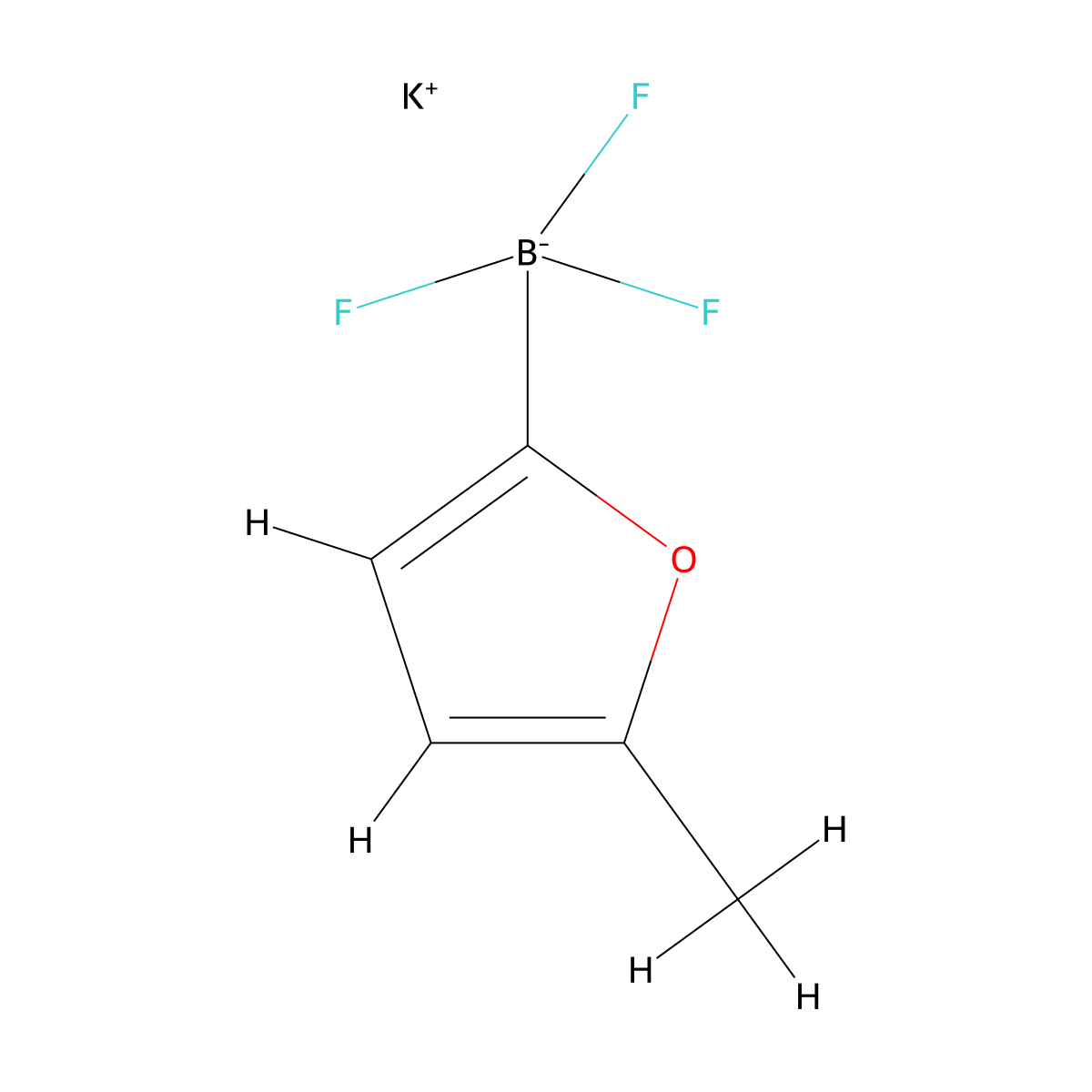 Potassium trifluoro(5-methylfuran-2-yl)boranuide molecular structure, CAS 1111213-54-7