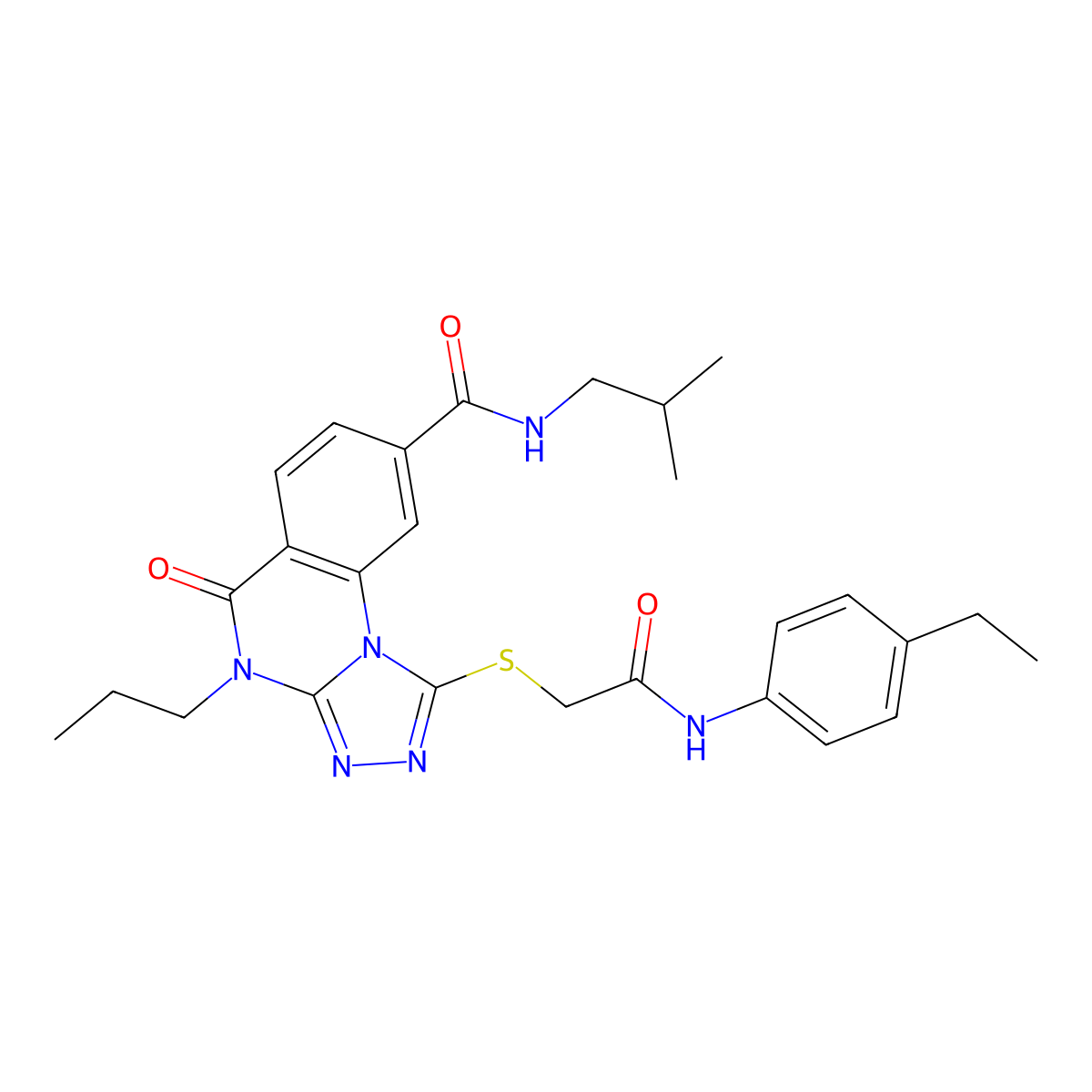 1-((2-((4-ethylphenyl)amino)-2-oxoethyl)thio)-N-isobutyl-5-oxo-4-propyl-4,5-dihydro-[1,2,4]triazolo[4,3-a]quinazoline-8-carboxamide molecular structure, CAS 1111221-65-8