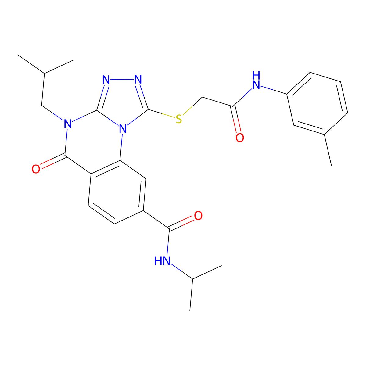 1-({[(3-methylphenyl)carbamoyl]methyl}sulfanyl)-4-(2-methylpropyl)-5-oxo-N-(propan-2-yl)-4H,5H-[1,2,4]triazolo[4,3-a]quinazoline-8-carboxamide molecular structure, CAS 1111221-74-9