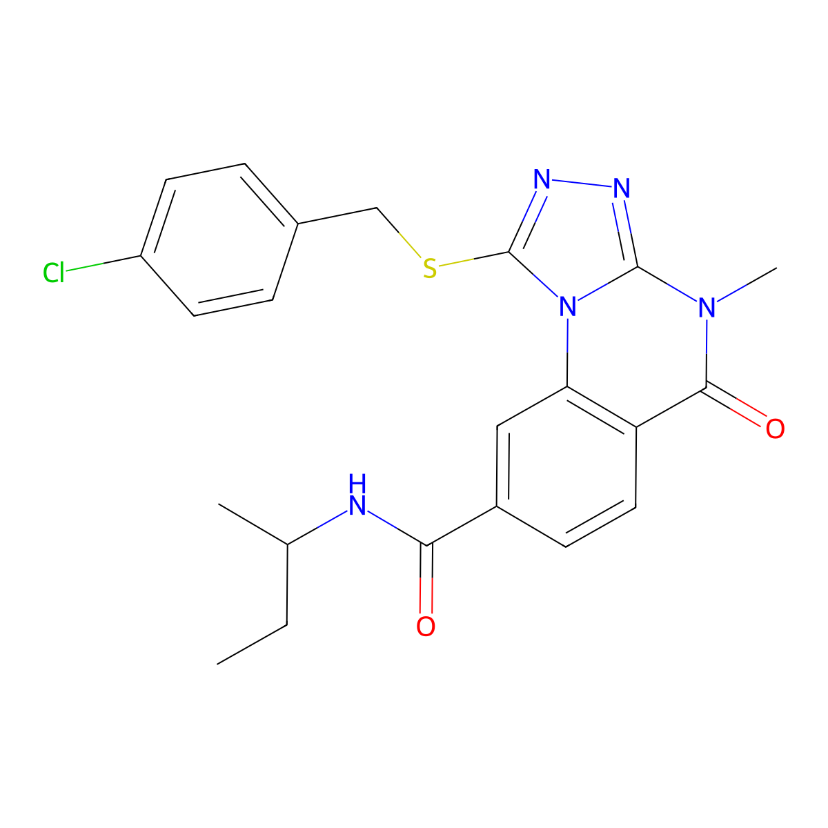 N-(sec-butyl)-1-[(4-chlorobenzyl)thio]-4-methyl-5-oxo-4,5-dihydro[1,2,4]triazolo[4,3-a]quinazoline-8-carboxamide molecular structure, CAS 1111221-86-3