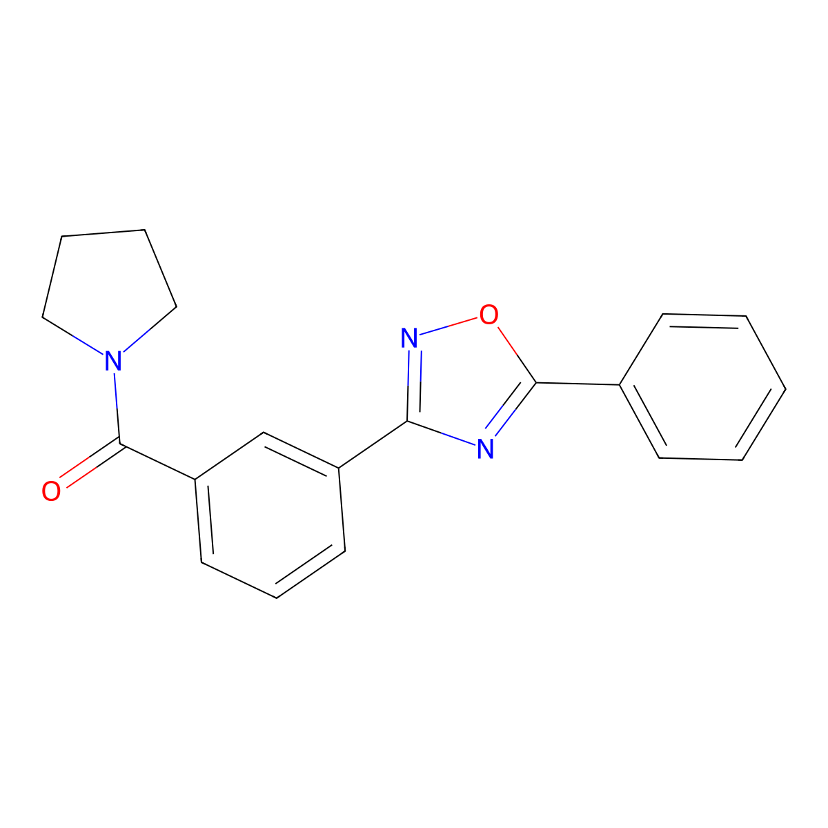 5-Phenyl-3-[3-(pyrrolidine-1-carbonyl)phenyl]-1,2,4-oxadiazole molecular structure, CAS 1111222-85-5
