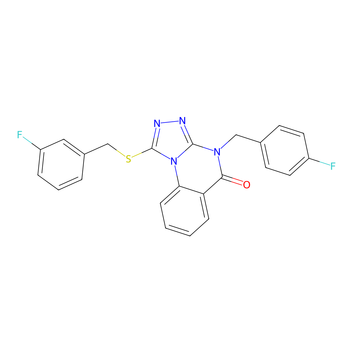 4-(4-fluorobenzyl)-1-[(3-fluorobenzyl)thio][1,2,4]triazolo[4,3-a]quinazolin-5(4H)-one molecular structure, CAS 1111236-51-1