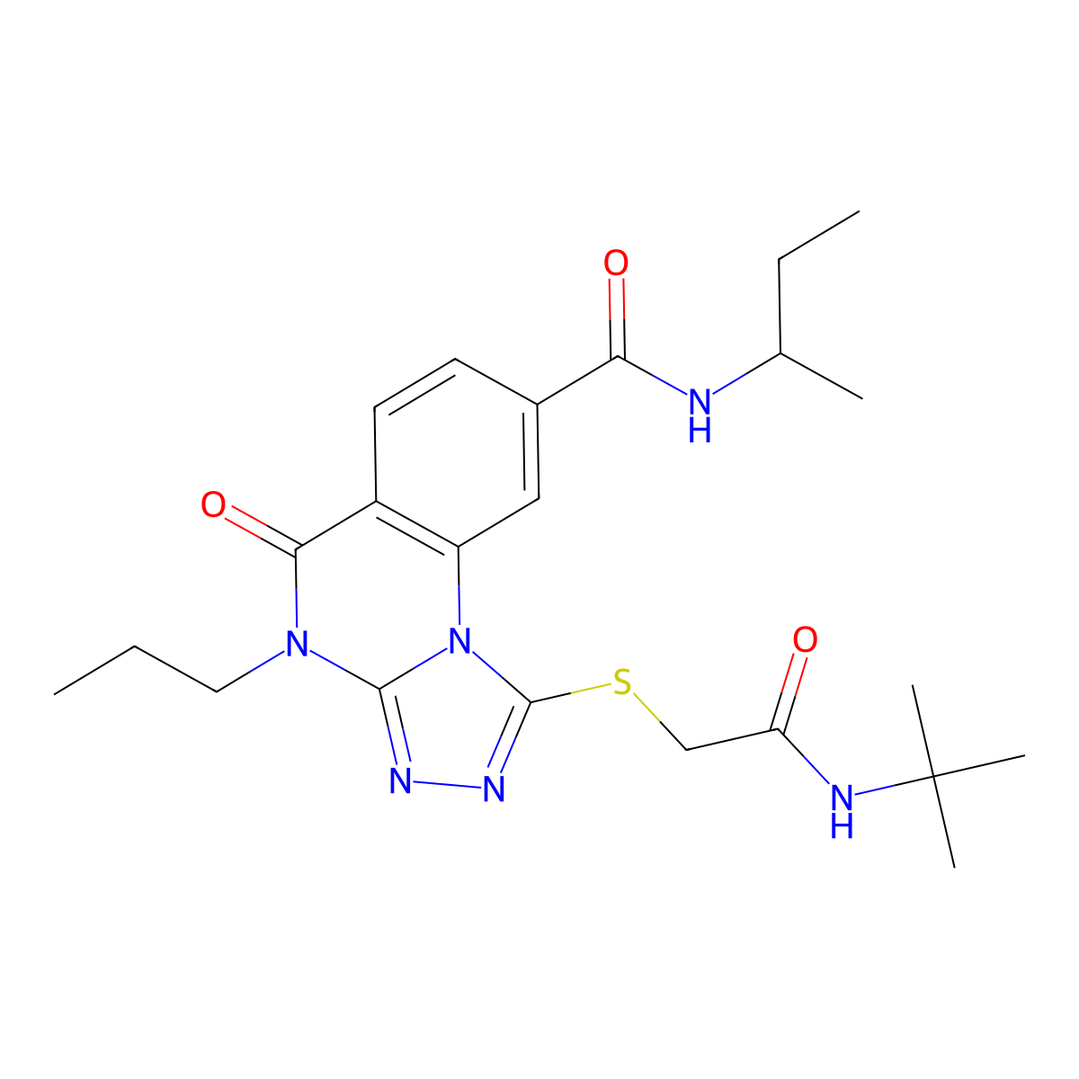 N-(butan-2-yl)-1-{[(tert-butylcarbamoyl)methyl]sulfanyl}-5-oxo-4-propyl-4H,5H-[1,2,4]triazolo[4,3-a]quinazoline-8-carboxamide molecular structure, CAS 1111237-25-2