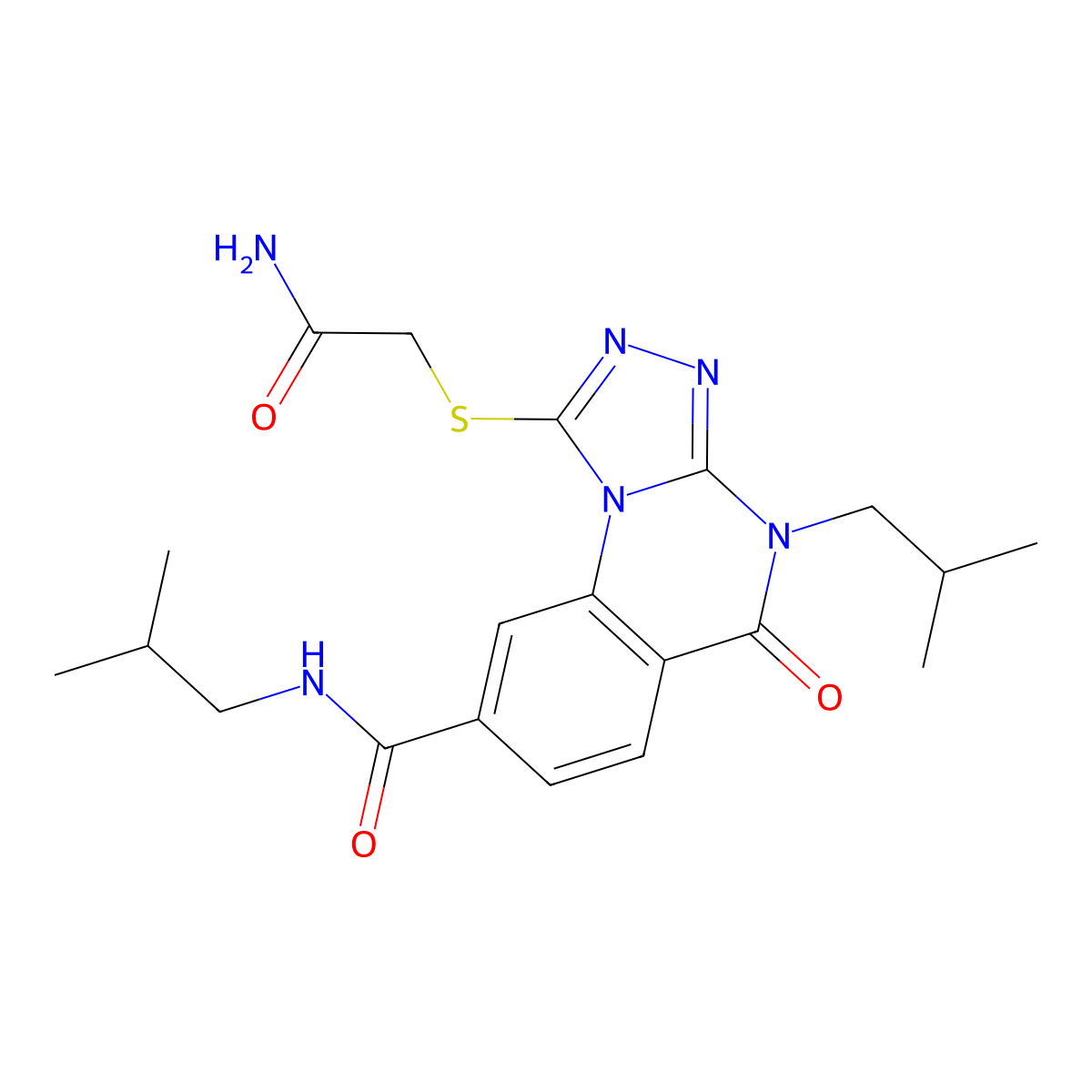 1-((2-amino-2-oxoethyl)thio)-N,4-diisobutyl-5-oxo-4,5-dihydro-[1,2,4]triazolo[4,3-a]quinazoline-8-carboxamide molecular structure, CAS 1111237-62-7