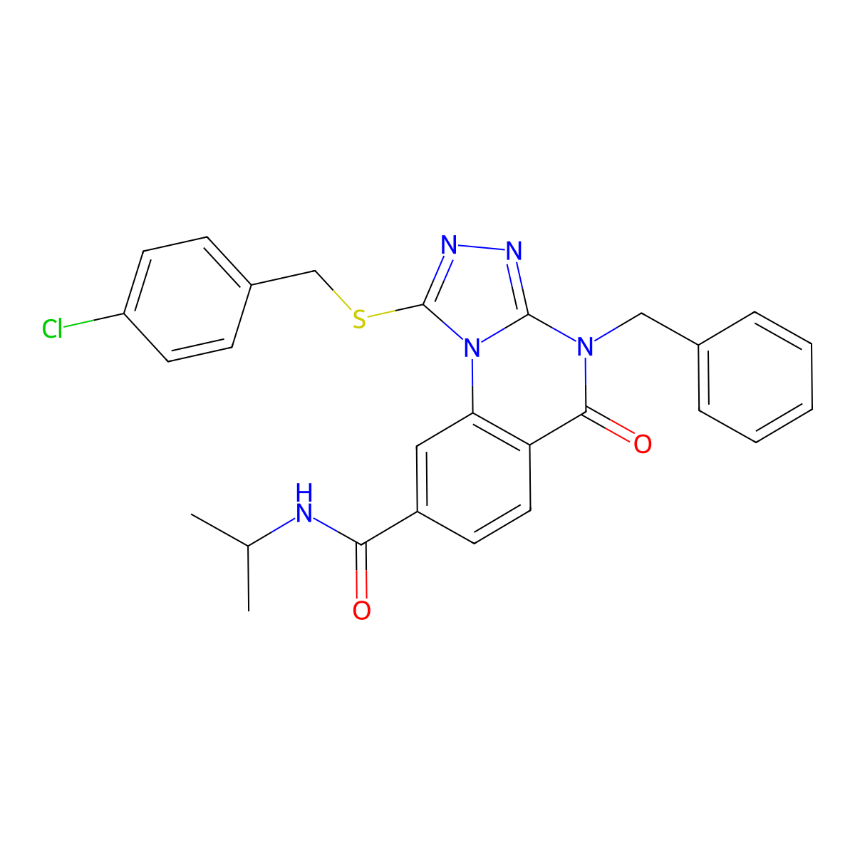 4-benzyl-1-((4-chlorobenzyl)thio)-N-isopropyl-5-oxo-4,5-dihydro-[1,2,4]triazolo[4,3-a]quinazoline-8-carboxamide molecular structure, CAS 1111237-65-0