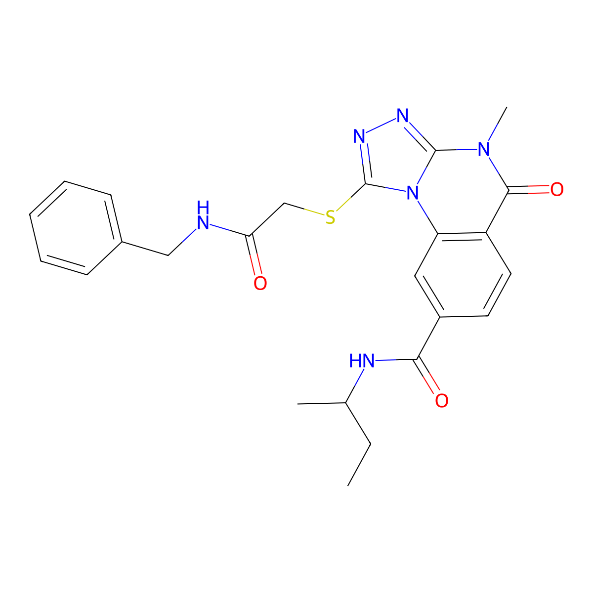 1-{[2-(benzylamino)-2-oxoethyl]thio}-N-(sec-butyl)-4-methyl-5-oxo-4,5-dihydro[1,2,4]triazolo[4,3-a]quinazoline-8-carboxamide molecular structure, CAS 1111237-77-4