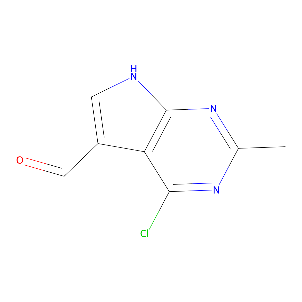 4-Chloro-2-methyl-7H-pyrrolo[2,3-d]pyrimidine-5-carbaldehyde molecular structure, CAS 1111237-78-5