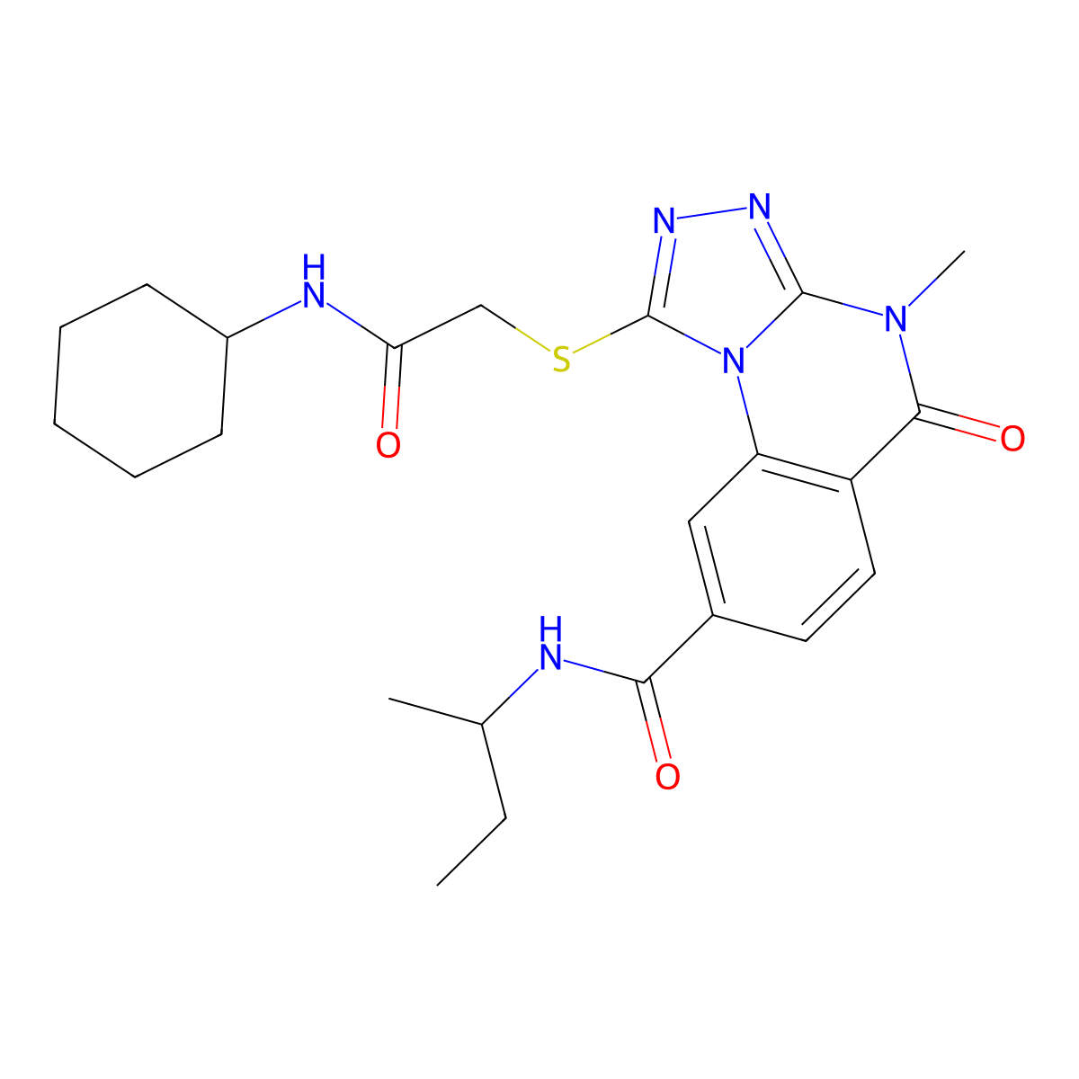 N-(sec-butyl)-1-{[2-(cyclohexylamino)-2-oxoethyl]thio}-4-methyl-5-oxo-4,5-dihydro[1,2,4]triazolo[4,3-a]quinazoline-8-carboxamide molecular structure, CAS 1111237-79-6