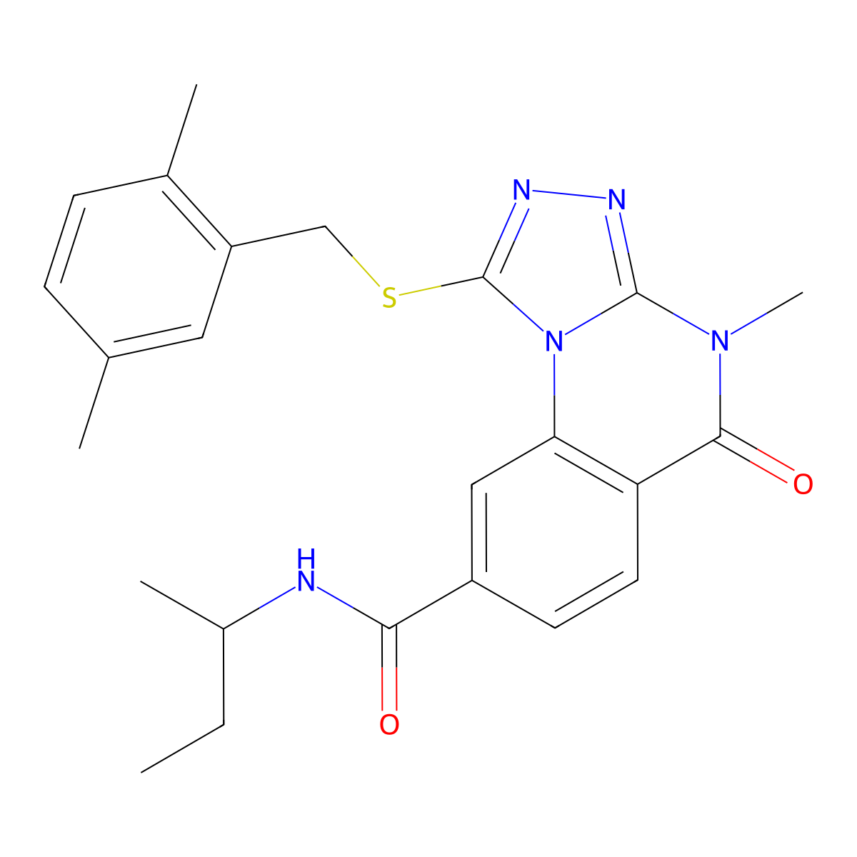 N-(sec-butyl)-1-((2,5-dimethylbenzyl)thio)-4-methyl-5-oxo-4,5-dihydro-[1,2,4]triazolo[4,3-a]quinazoline-8-carboxamide molecular structure, CAS 1111237-83-2
