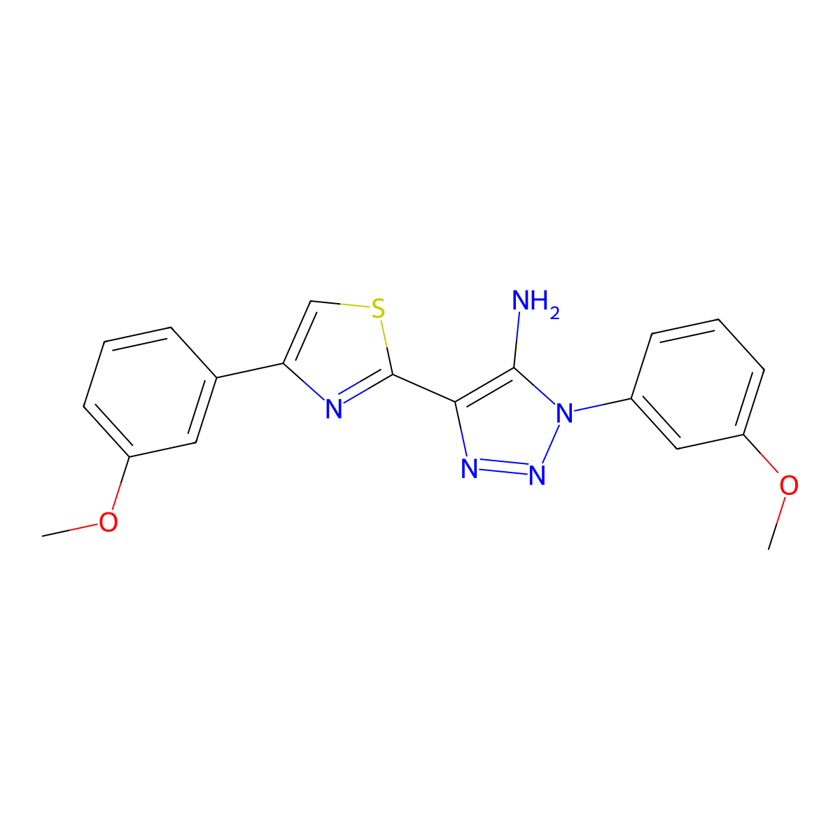 1-(3-methoxyphenyl)-4-(4-(3-methoxyphenyl)thiazol-2-yl)-1H-1,2,3-triazol-5-amine molecular structure, CAS 1111244-57-5
