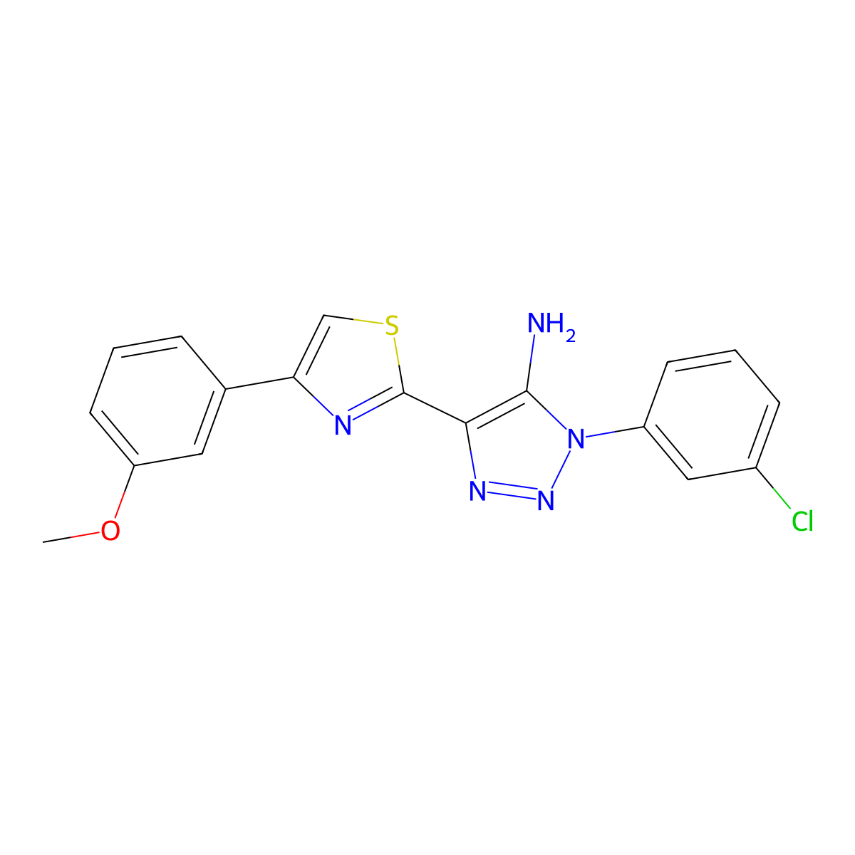 1-(3-chlorophenyl)-4-[4-(3-methoxyphenyl)-1,3-thiazol-2-yl]-1H-1,2,3-triazol-5-amine molecular structure, CAS 1111244-61-1