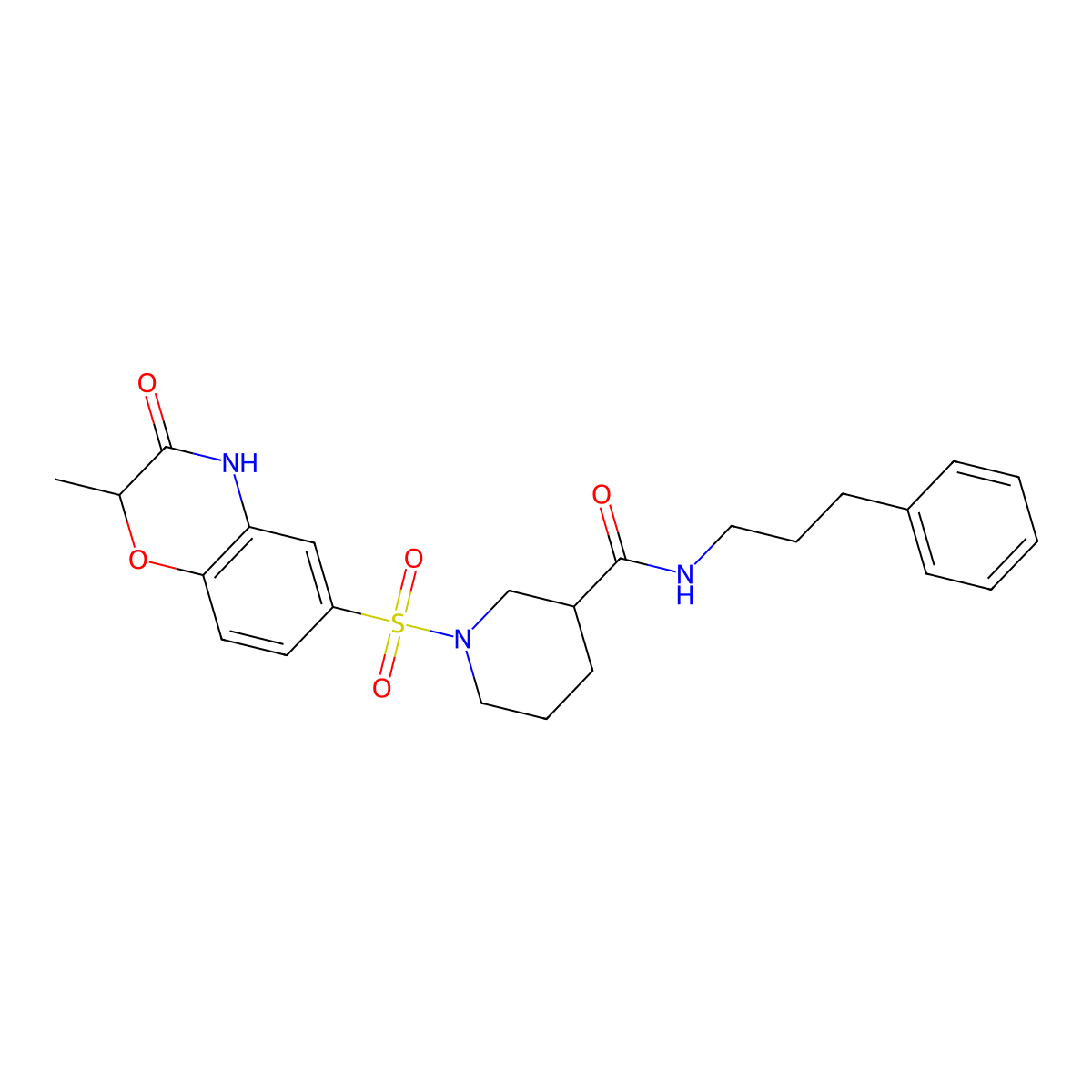 1-[(2-methyl-3-oxo-3,4-dihydro-2H-1,4-benzoxazin-6-yl)sulfonyl]-N-(3-phenylpropyl)piperidine-3-carboxamide molecular structure, CAS 1111260-02-6