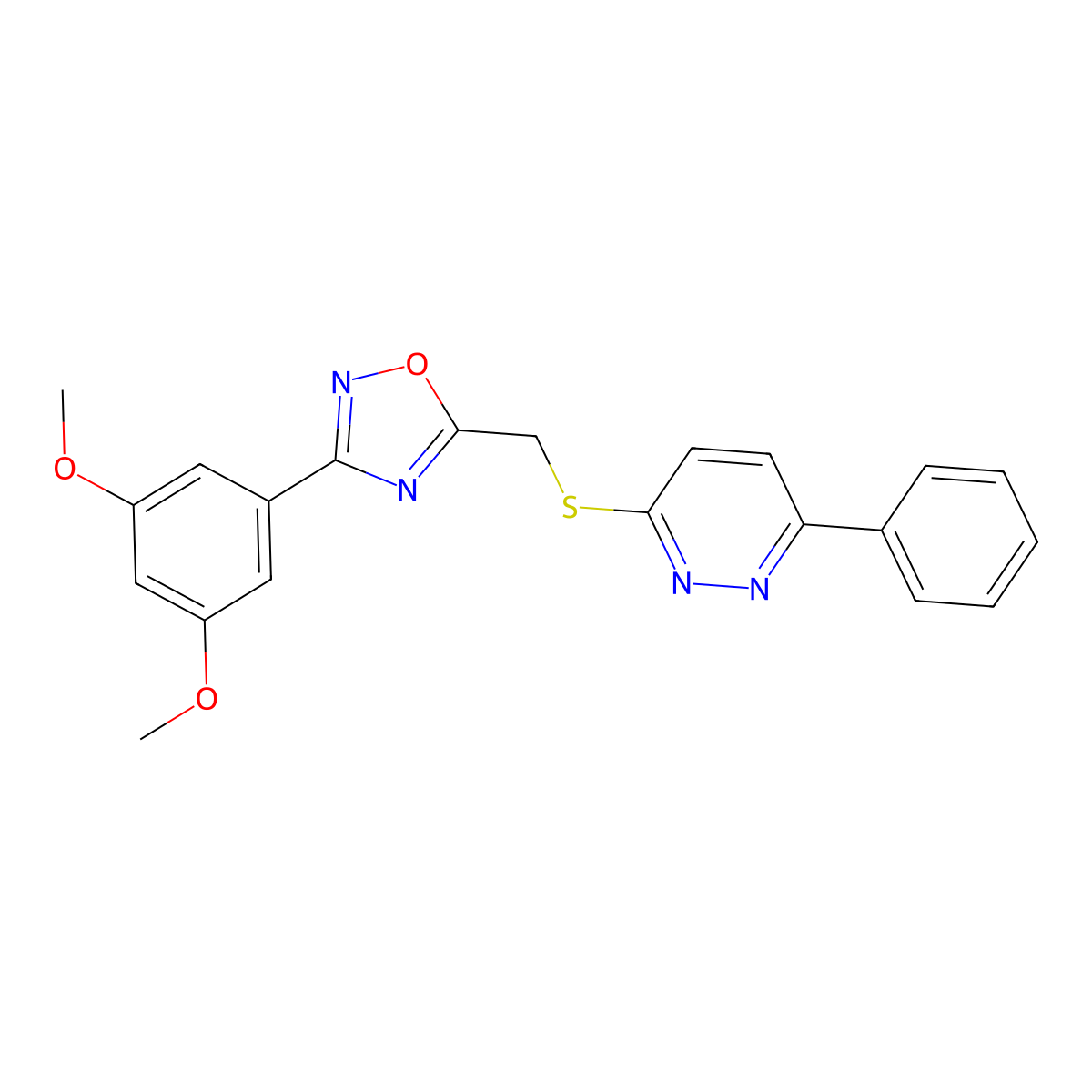 3-({[3-(3,5-Dimethoxyphenyl)-1,2,4-oxadiazol-5-yl]methyl}sulfanyl)-6-phenylpyridazine molecular structure, CAS 1111260-28-6