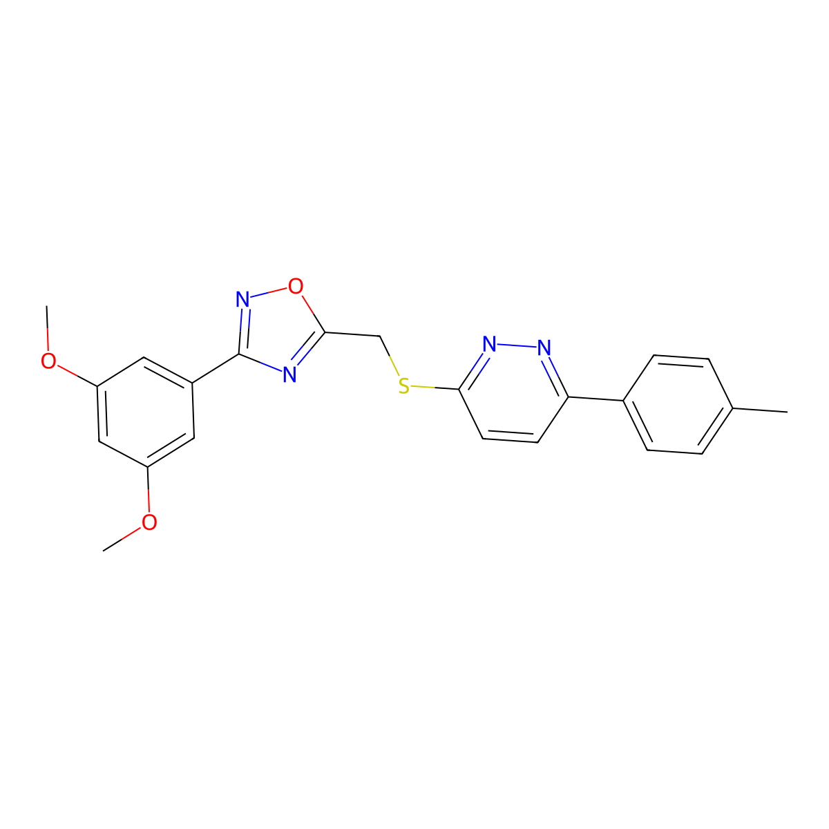 3-({[3-(3,5-Dimethoxyphenyl)-1,2,4-oxadiazol-5-yl]methyl}sulfanyl)-6-(4-methylphenyl)pyridazine molecular structure, CAS 1111260-33-3