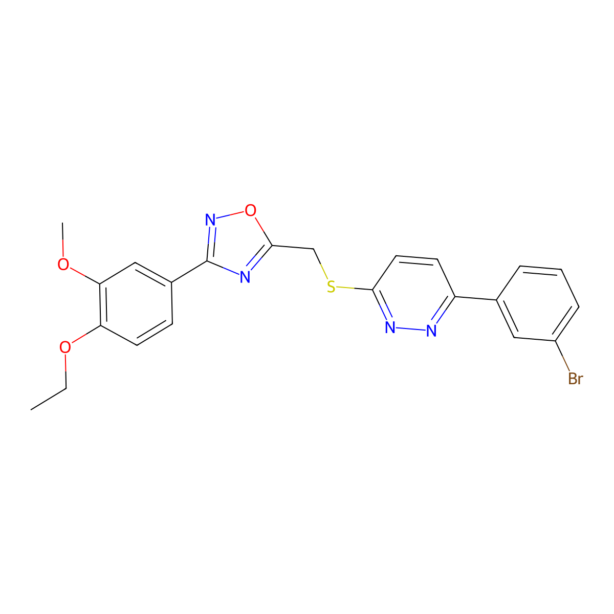 3-(3-Bromophenyl)-6-({[3-(4-ethoxy-3-methoxyphenyl)-1,2,4-oxadiazol-5-yl]methyl}sulfanyl)pyridazine molecular structure, CAS 1111260-35-5